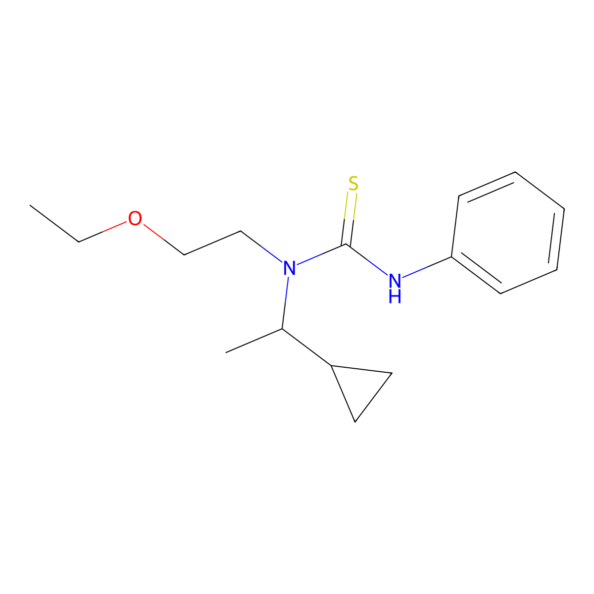 N-(1-cyclopropylethyl)-N-(2-ethoxyethyl)-N'-phenylthiourea molecular structure, CAS 133612-04-1