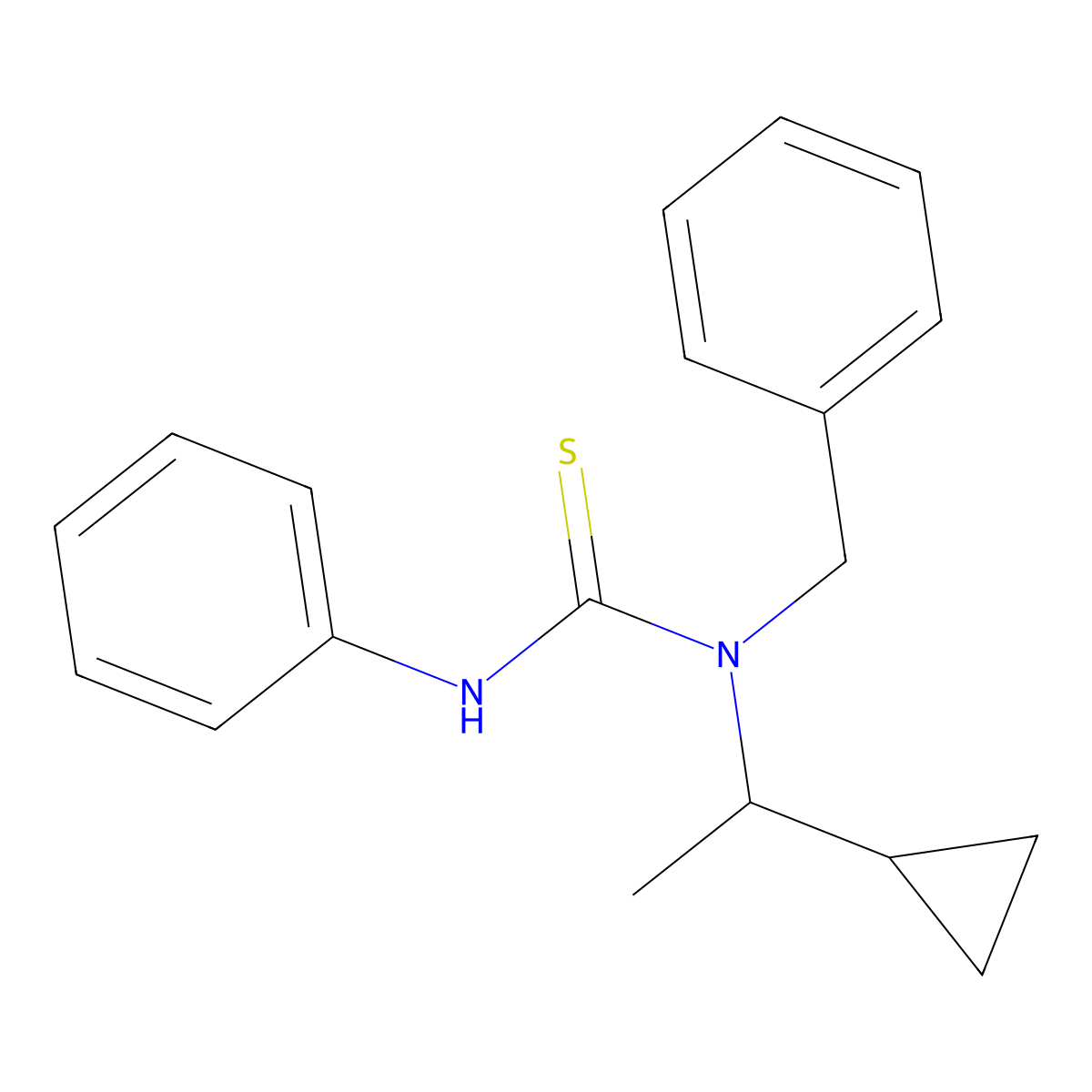 N-benzyl-N-(1-cyclopropylethyl)-N'-phenylthiourea molecular structure, CAS 133612-10-9