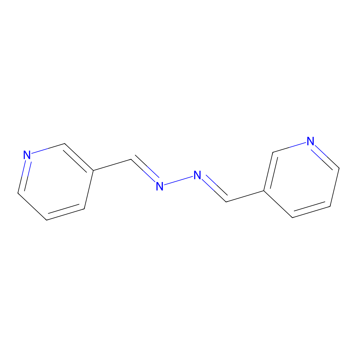 3-Pyridinecarboxaldehyde, 2-(3-pyridinylmethylene)hydrazone molecular structure, CAS 13362-77-1