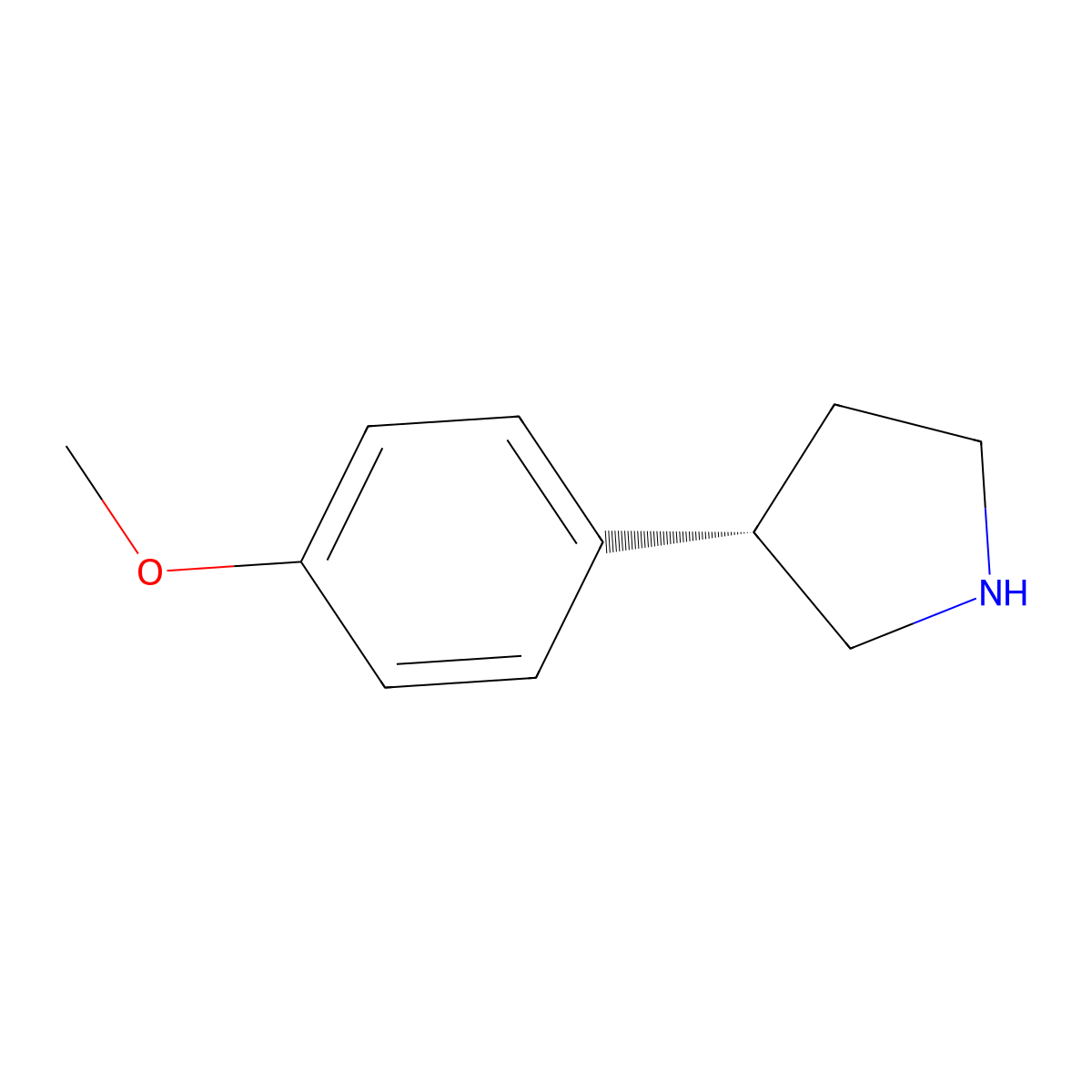 (S)-3-(4-Methoxyphenyl)pyrrolidine molecular structure, CAS 1336235-74-5
