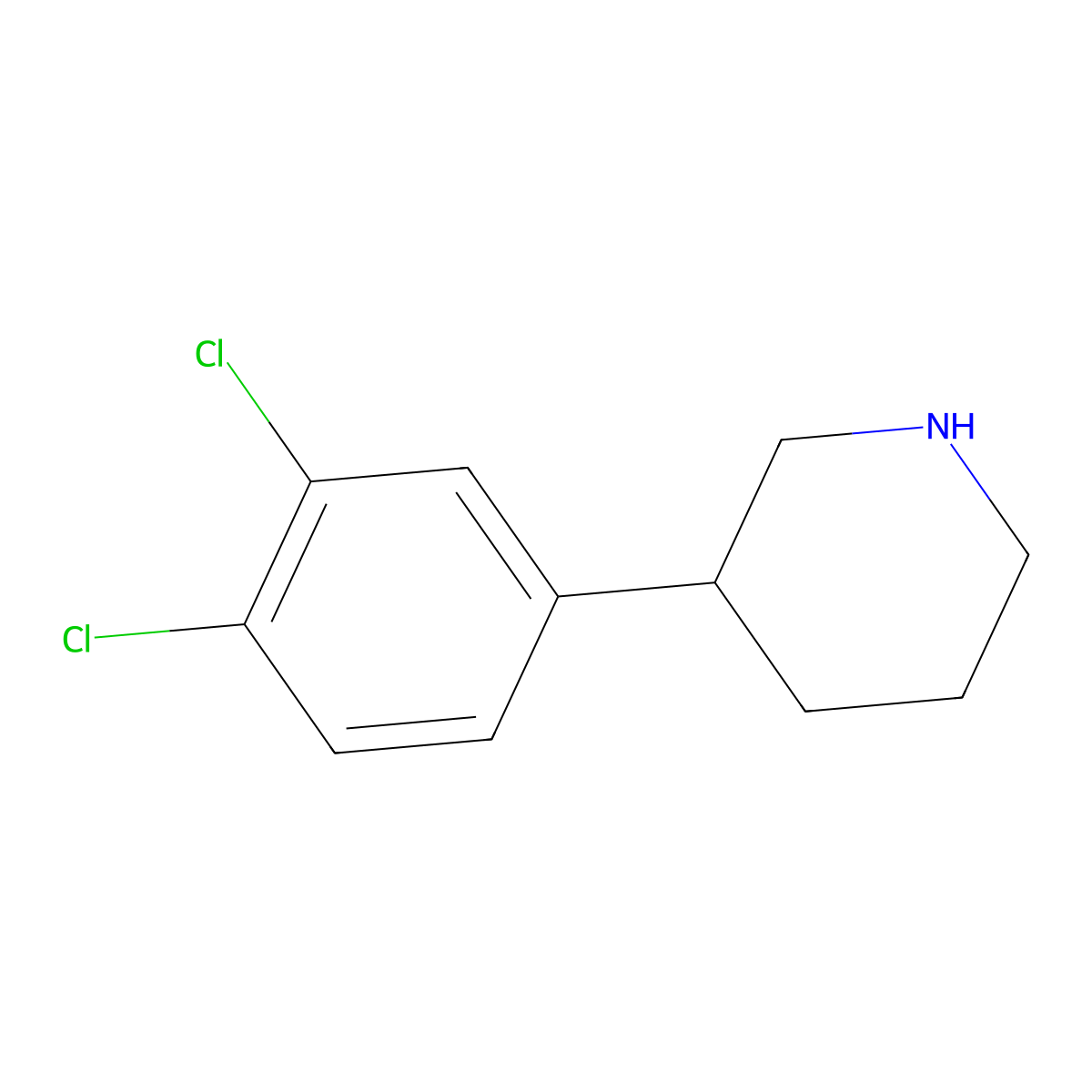 (S)-3-(3,4-Dichlorophenyl)piperidine molecular structure, CAS 1336248-39-5