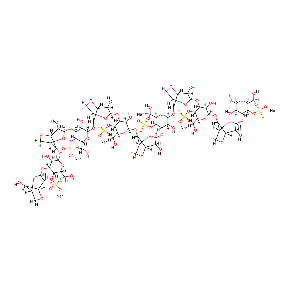 Neocarradodecaose 41,43,45,47,49,411-hexasulfate hexasodium salt molecular structure, CAS 133628-77-0