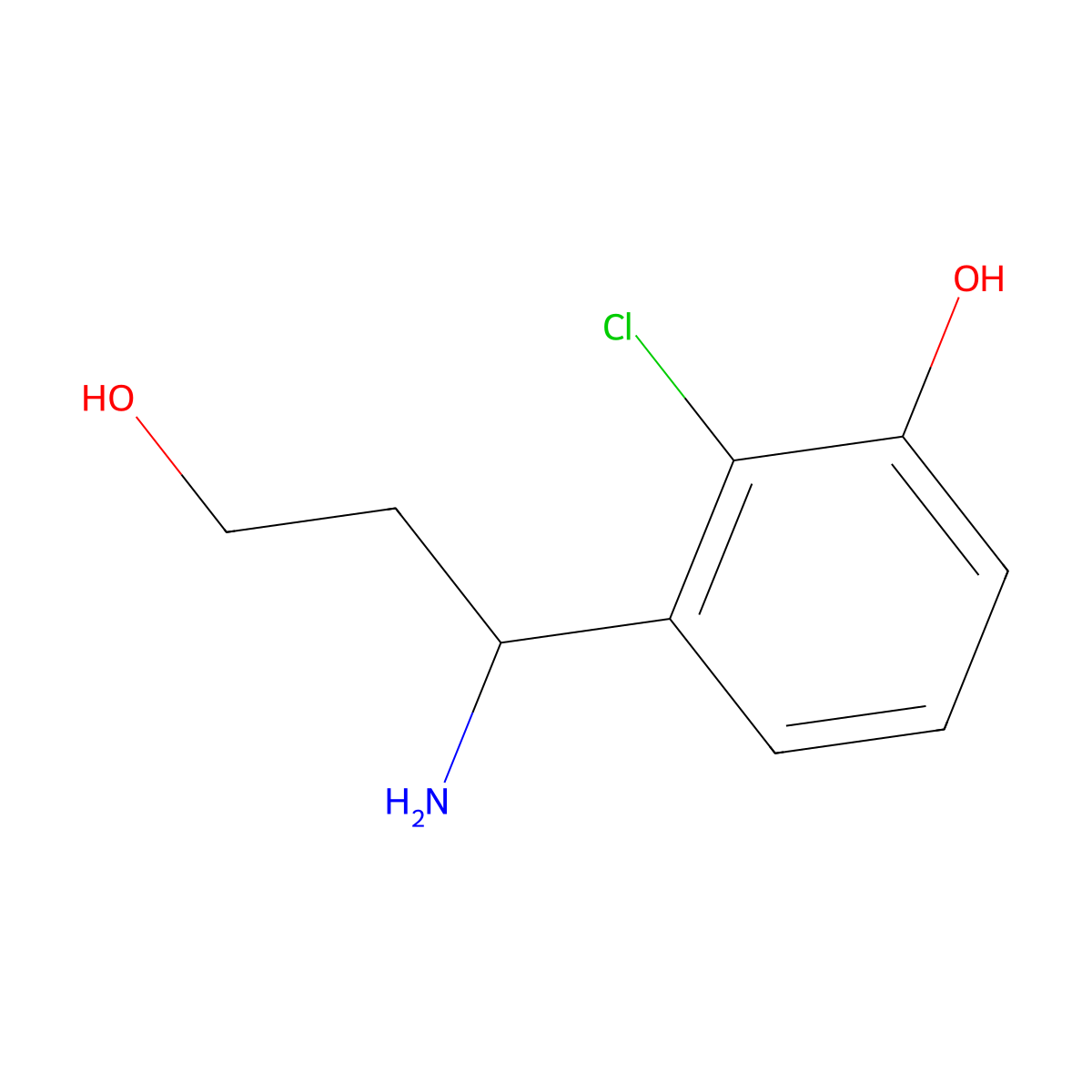 3-((1S)-1-Amino-3-hydroxypropyl)-2-chlorophenol molecular structure, CAS 1336289-41-8
