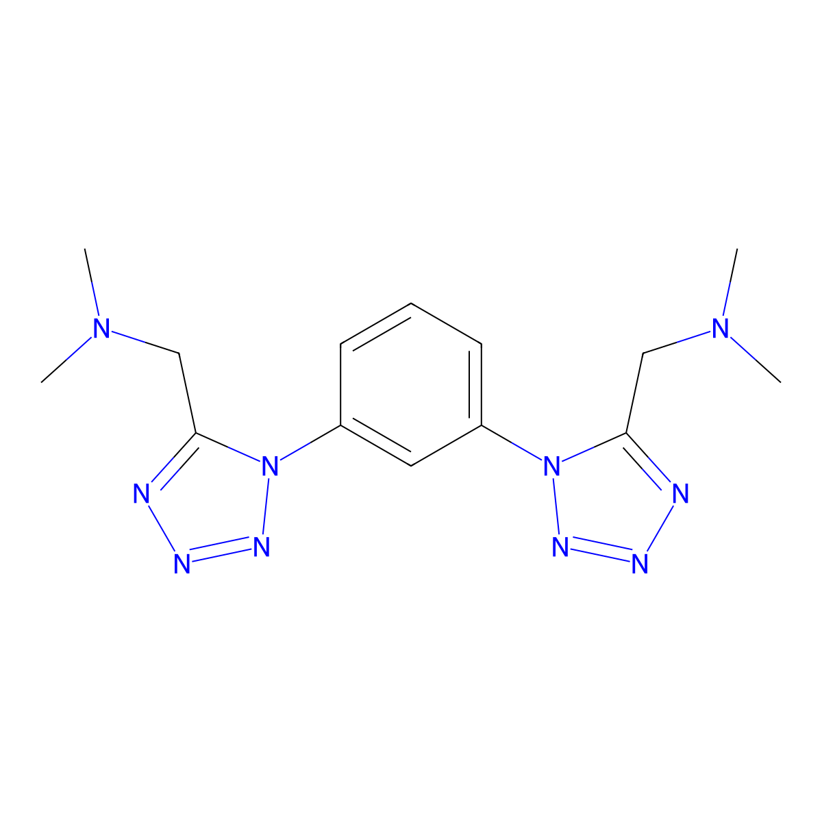 {1-[3-(5-Dimethylaminomethyl-tetrazol-1-yl)-phenyl]-1H-tetrazol-5-ylmethyl}-dimethyl-amine molecular structure, CAS 133638-24-1