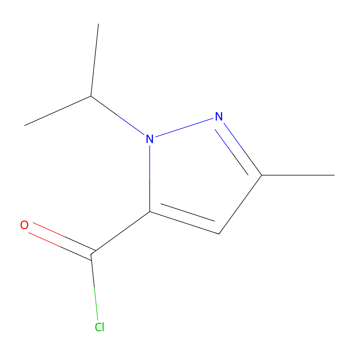 1-isopropyl-3-methyl-1H-pyrazole-5-carbonyl chloride molecular structure, CAS 133639-29-9