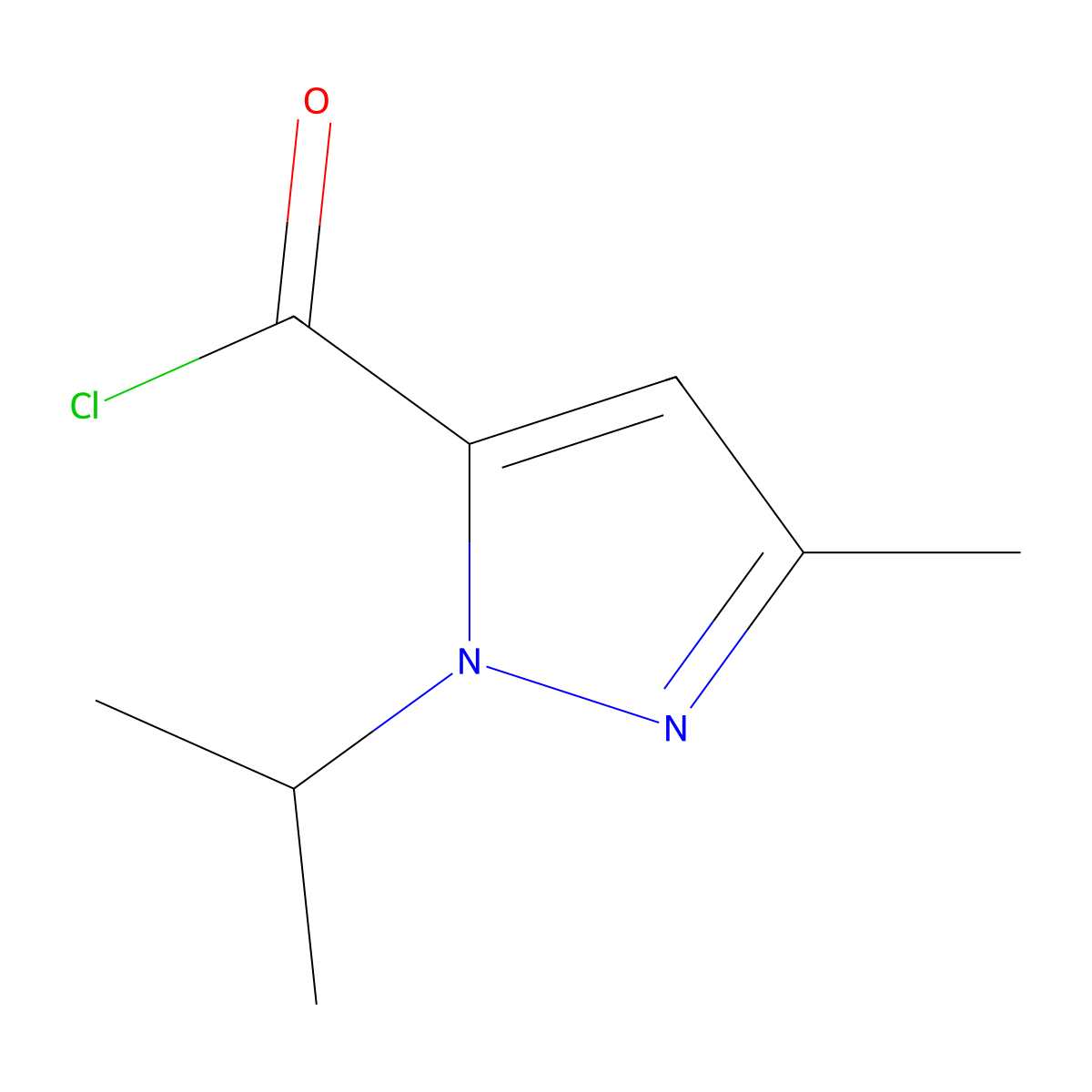 1-isopropyl-3-methyl-1H-pyrazole-5-carbonyl chloride molecular structure, CAS 133639-29-9