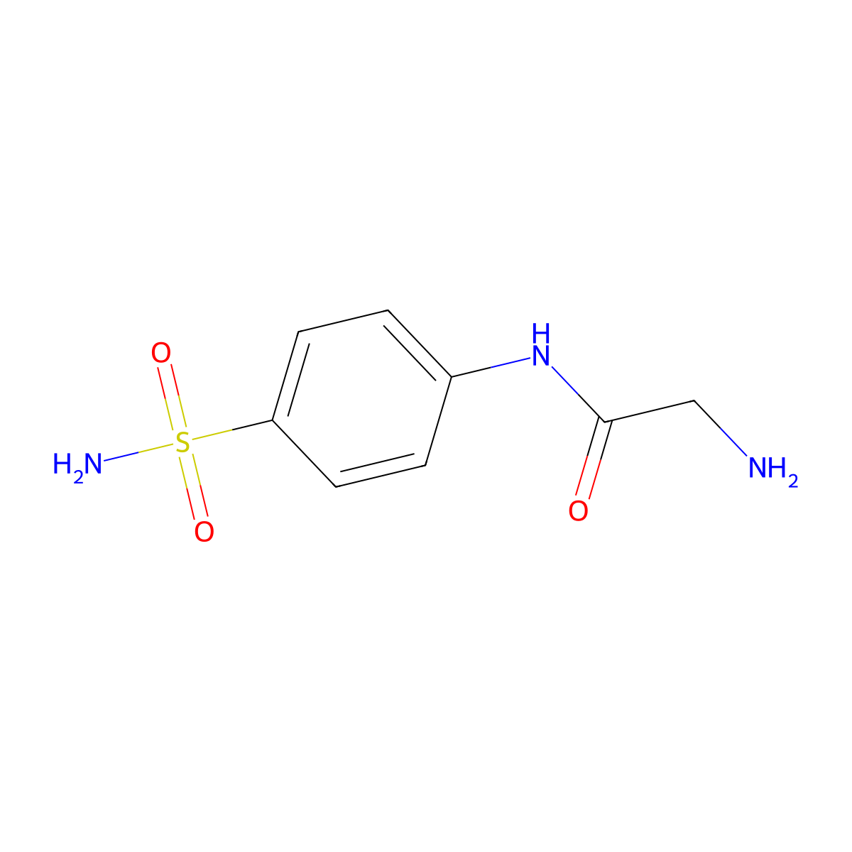 2-amino-N-(4-sulfamoylphenyl)acetamide molecular structure, CAS 133639-71-1