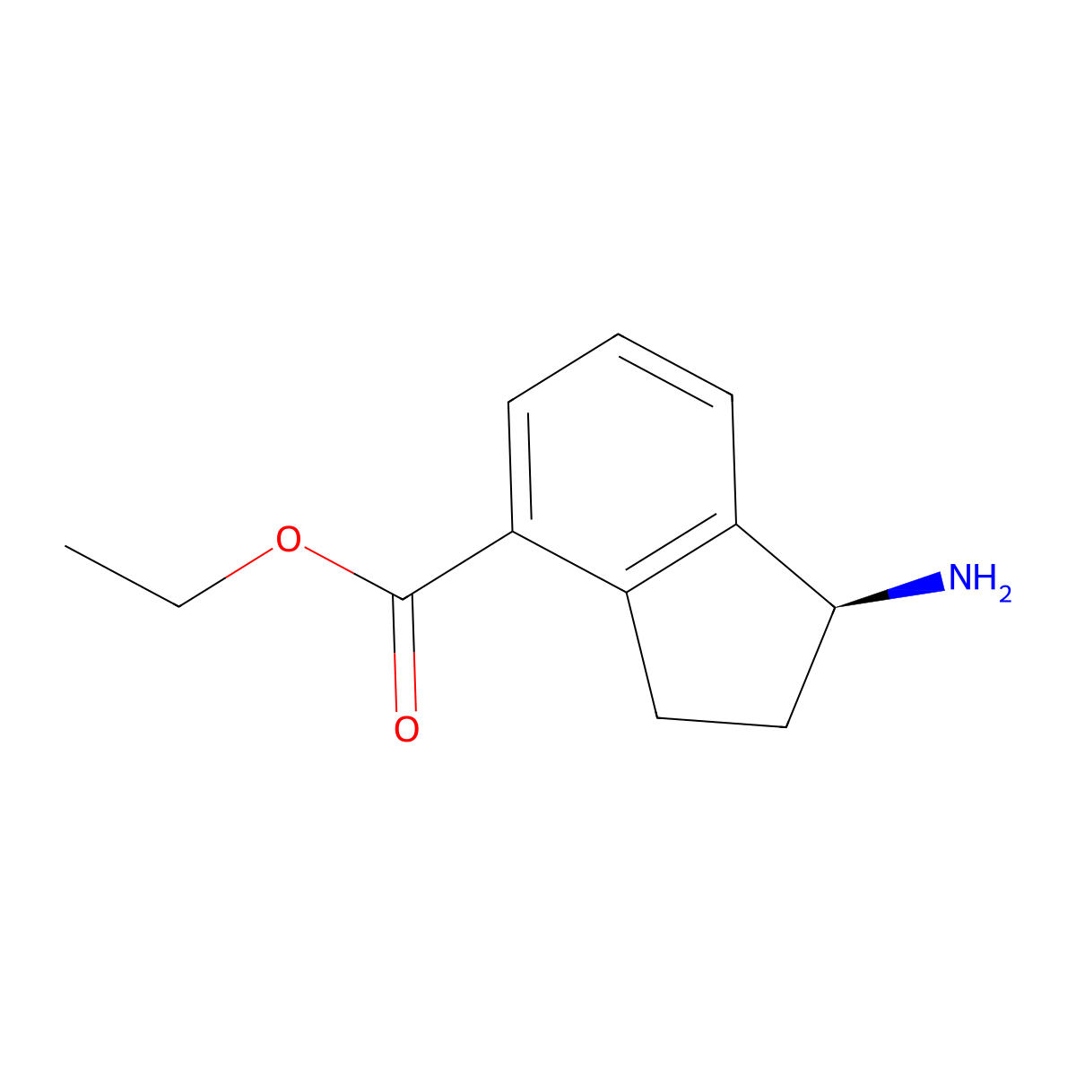ethyl (1S)-1-amino-2,3-dihydro-1H-indene-4-carboxylate molecular structure, CAS 1336410-40-2