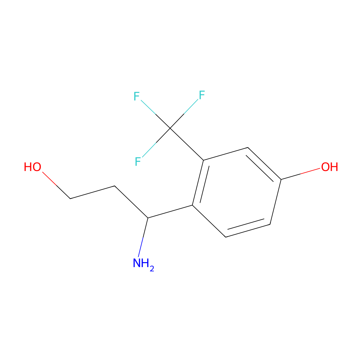 4-((1R)-1-amino-3-hydroxypropyl)-3-(trifluoromethyl)phenol molecular structure, CAS 1336418-10-0