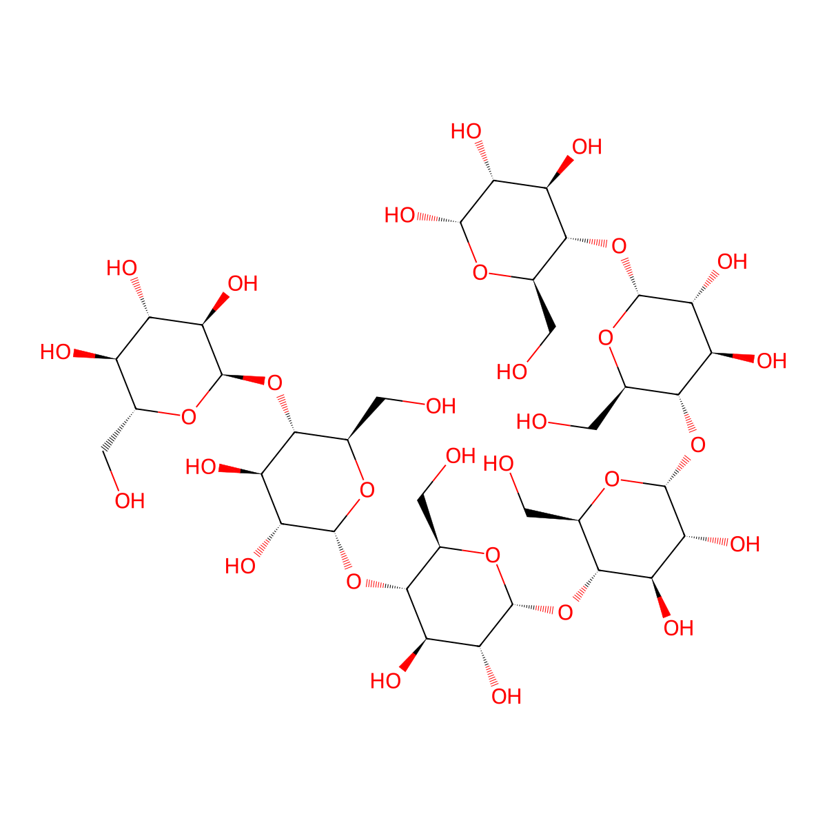alpha-D-glucopyranosyl-(1->4)-alpha-D-glucopyranosyl-(1->4)-alpha-D-glucopyranosyl-(1->4)-alpha-D-glucopyranosyl-(1->4)-alpha-D-glucopyranosyl-(1->4)-alpha-D-glucopyranose molecular structure, CAS 133644-78-7
