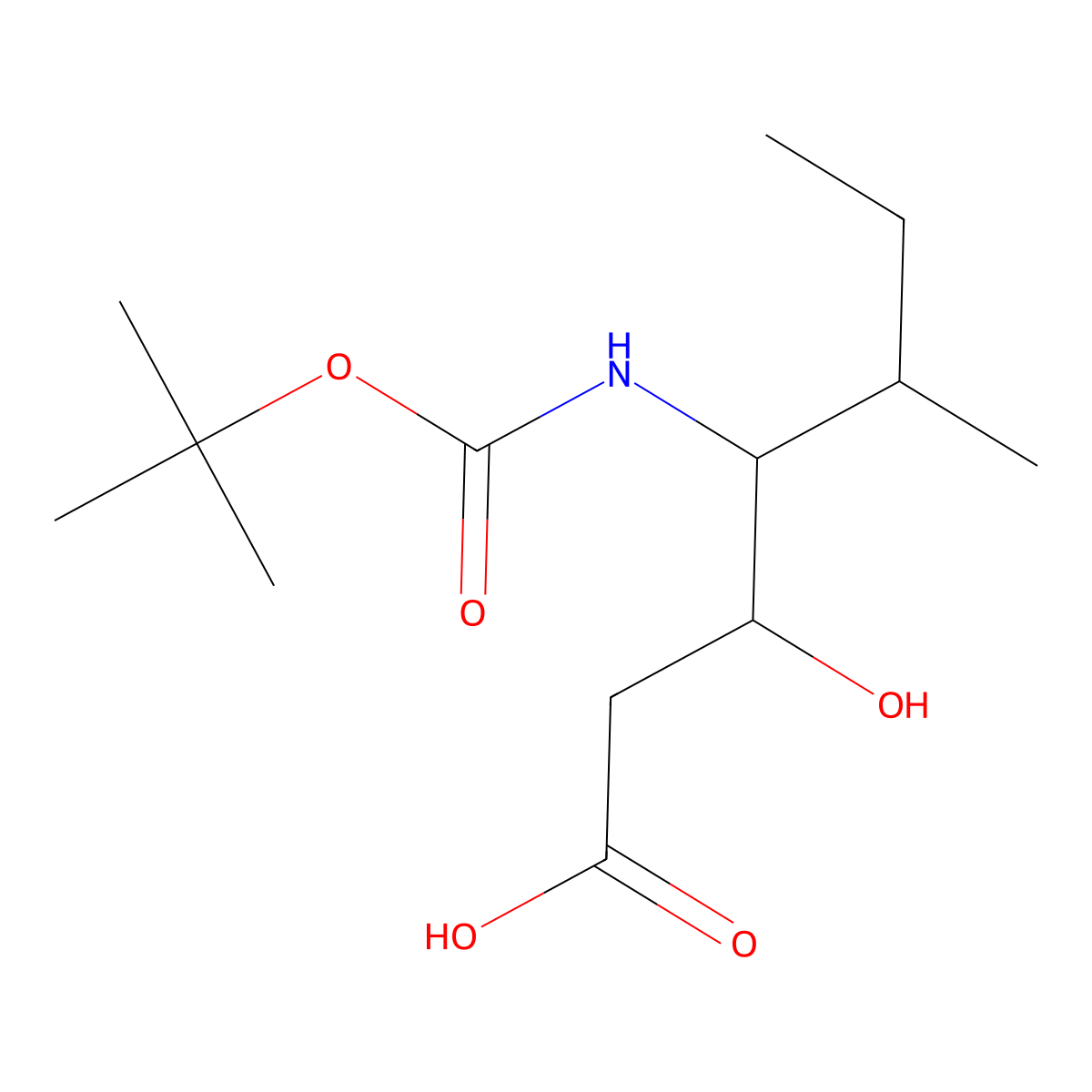 3R-(3R,4S,5S)-4-((tert-Butoxycarbonyl)amino)-3-hydroxy-5-methylheptanoic acid molecular structure, CAS 133645-50-8