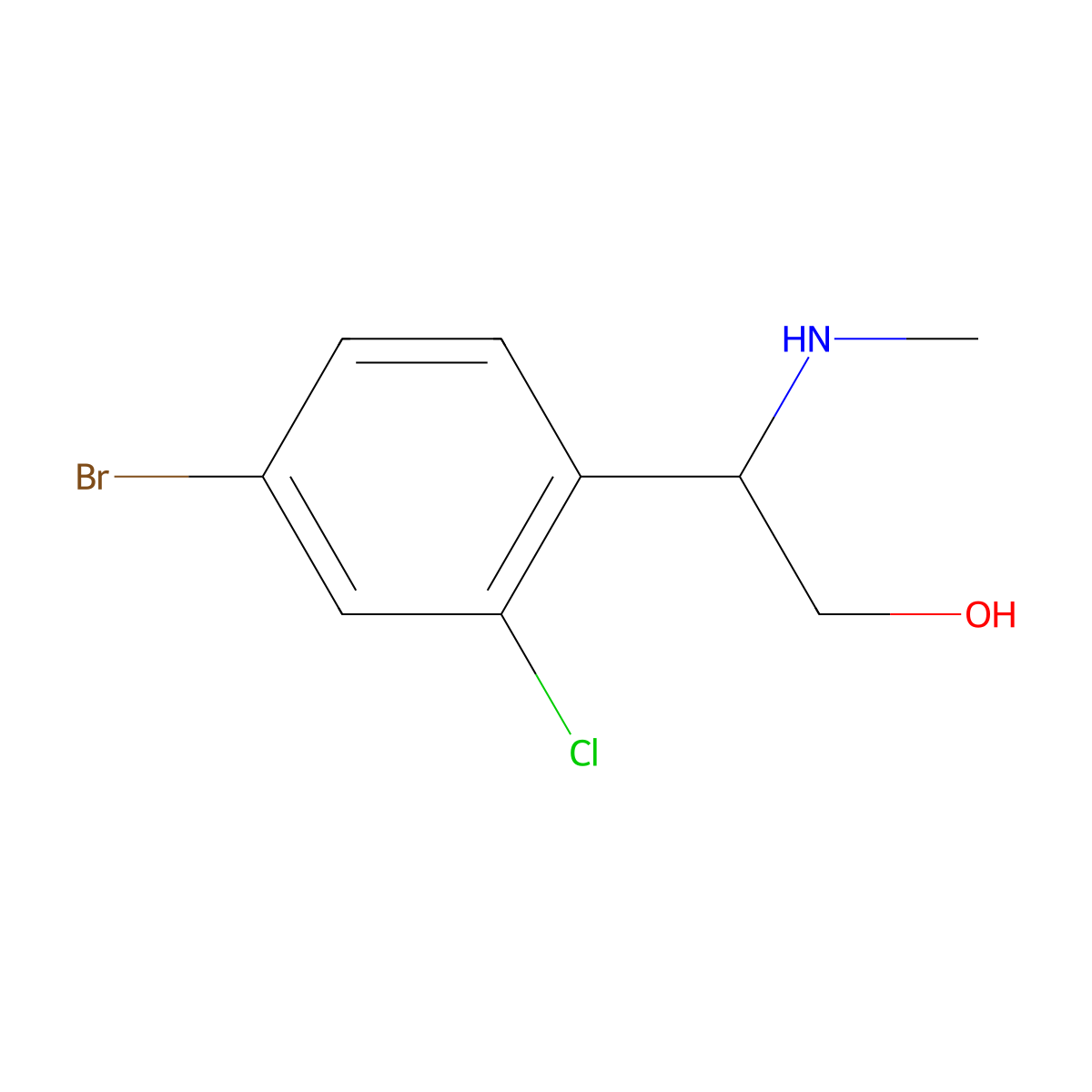 (R)-2-(4-Bromo-2-chlorophenyl)-2-(methylamino)ethan-1-OL molecular structure, CAS 1336454-63-7