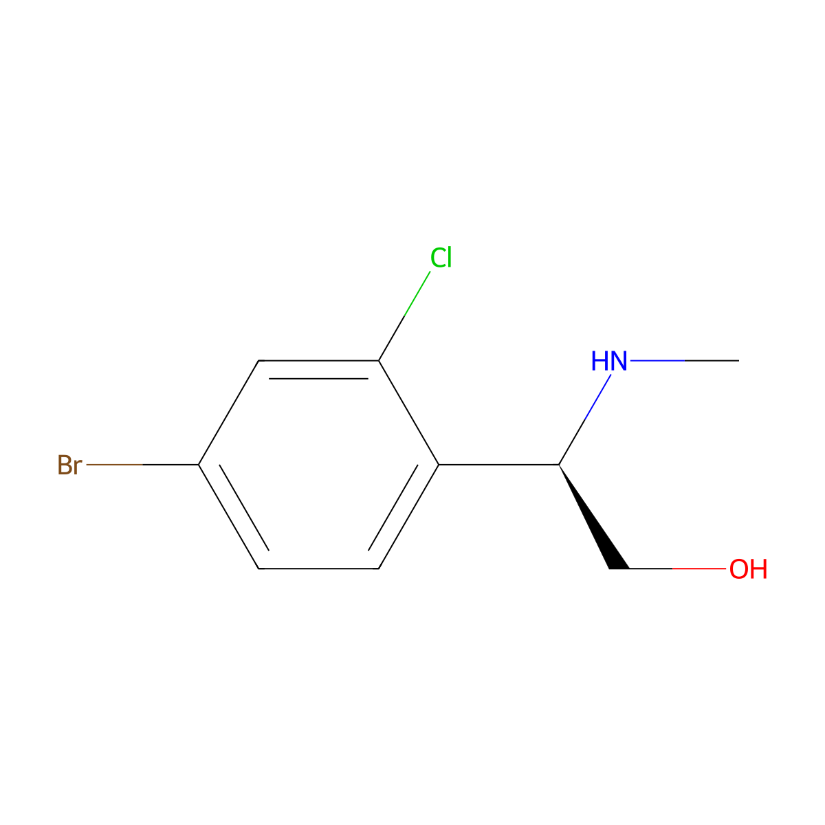 (R)-2-(4-Bromo-2-chlorophenyl)-2-(methylamino)ethan-1-OL molecular structure, CAS 1336454-63-7