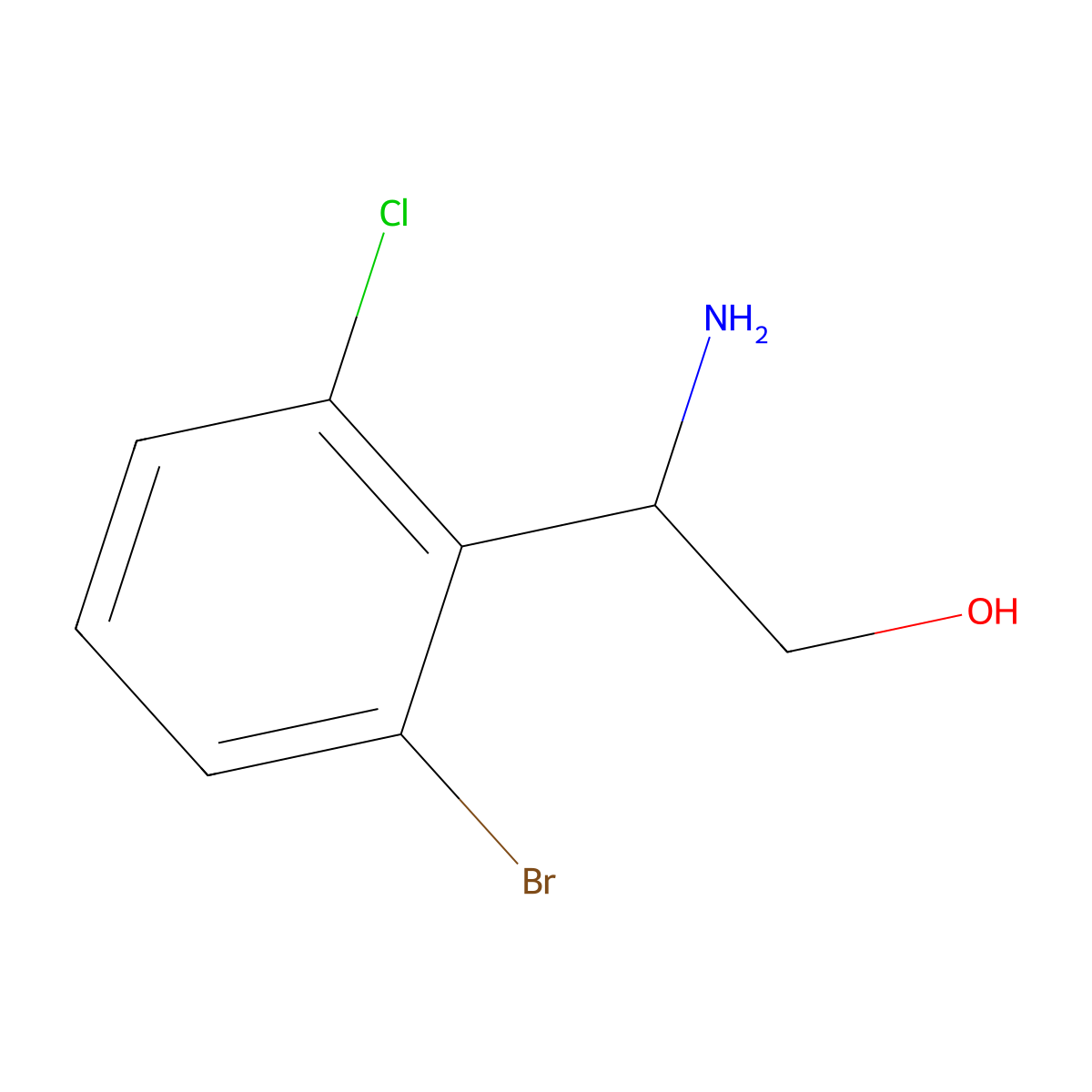(R)-2-Amino-2-(2-bromo-6-chlorophenyl)ethan-1-OL molecular structure, CAS 1336517-02-2