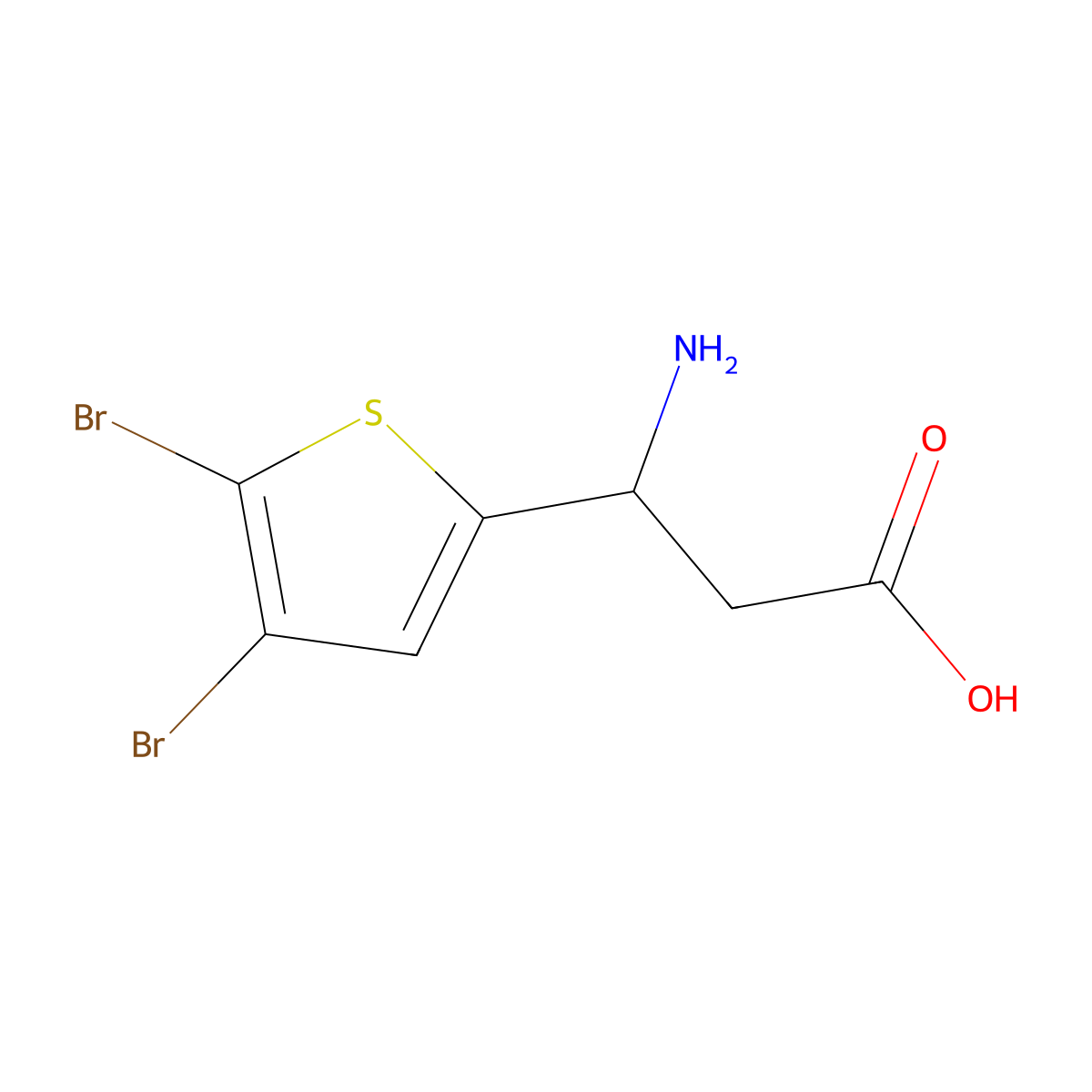 (3S)-3-amino-3-(4,5-dibromothiophen-2-yl)propanoic acid molecular structure, CAS 1336554-62-1