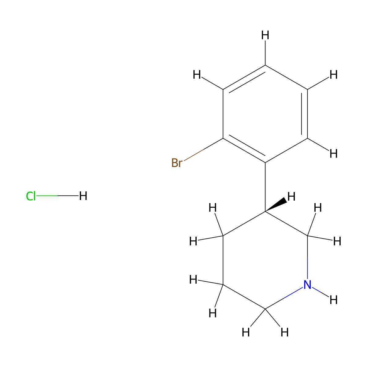 (R)-3-(2-bromophenyl)piperidine hydrochloride molecular structure, CAS 1336565-35-5