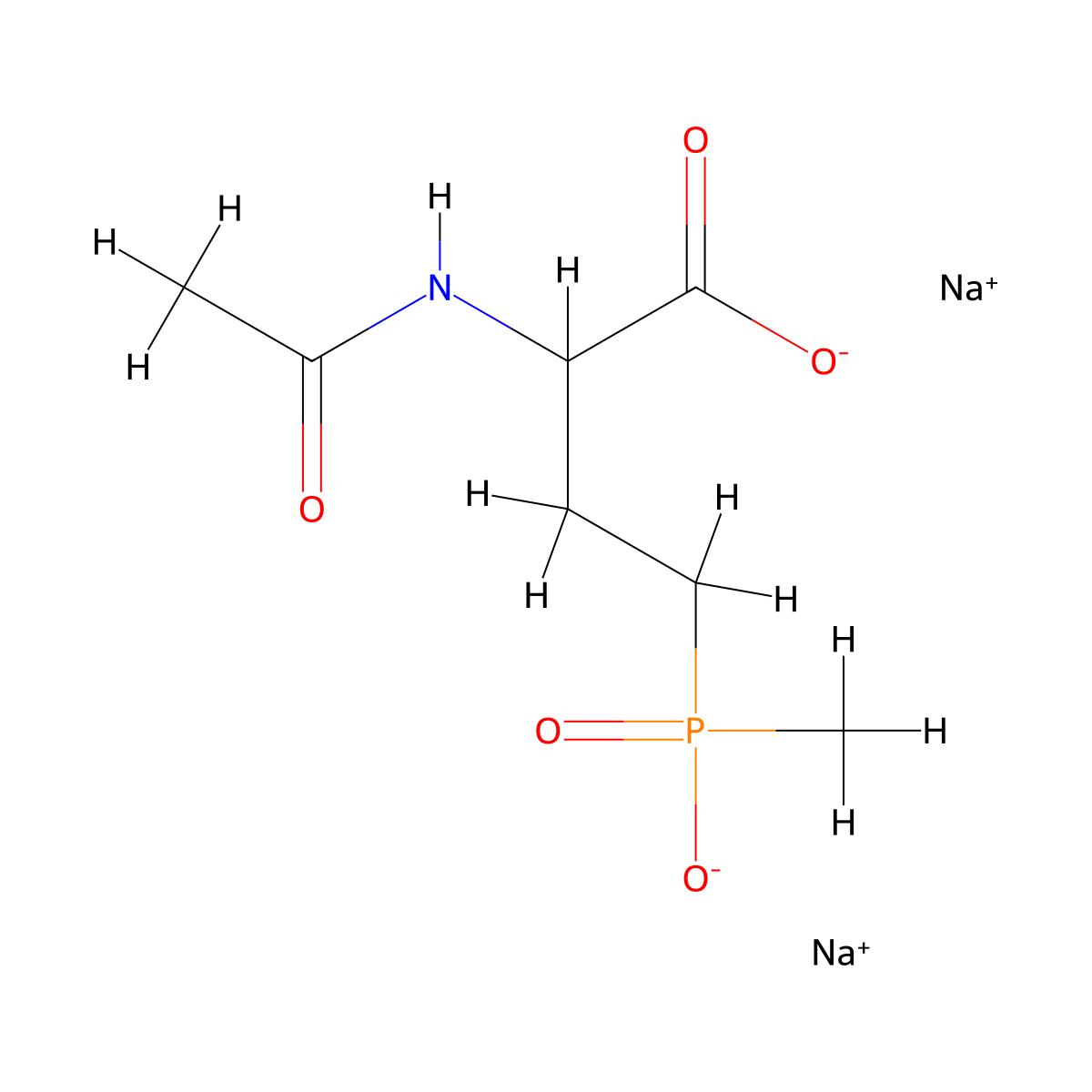 Disodium;2-acetamido-4-(methyl(oxido)phosphoryl)butanoate molecular structure, CAS 133659-60-6