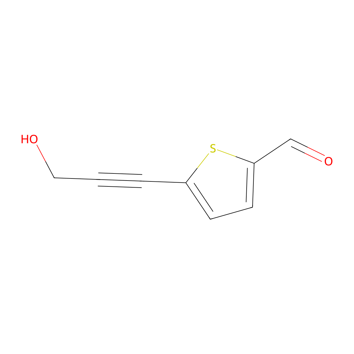 5-(3-Hydroxyprop-1-yn-1-yl)thiophene-2-carbaldehyde molecular structure, CAS 133665-84-6