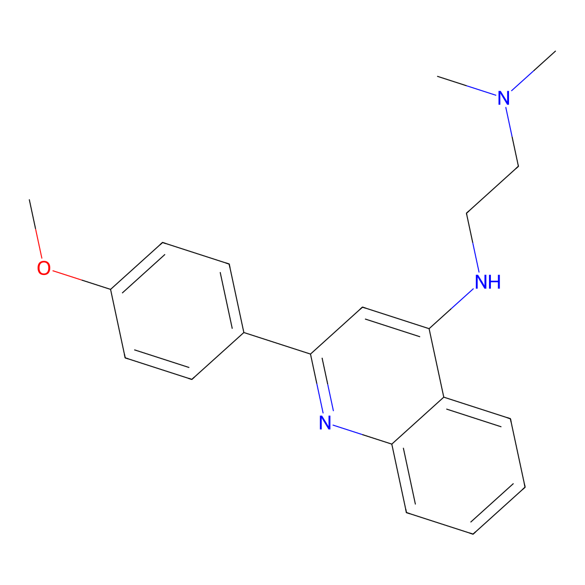 1,2-Ethanediamine, N'-(2-(4-methoxyphenyl)-4-quinolinyl)-N,N-dimethyl- molecular structure, CAS 133671-49-5