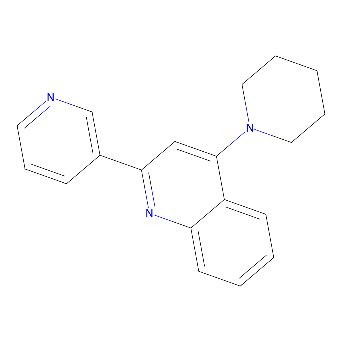 4-(Piperidin-1-YL)-2-(pyridin-3-YL)quinoline molecular structure, CAS 133671-59-7