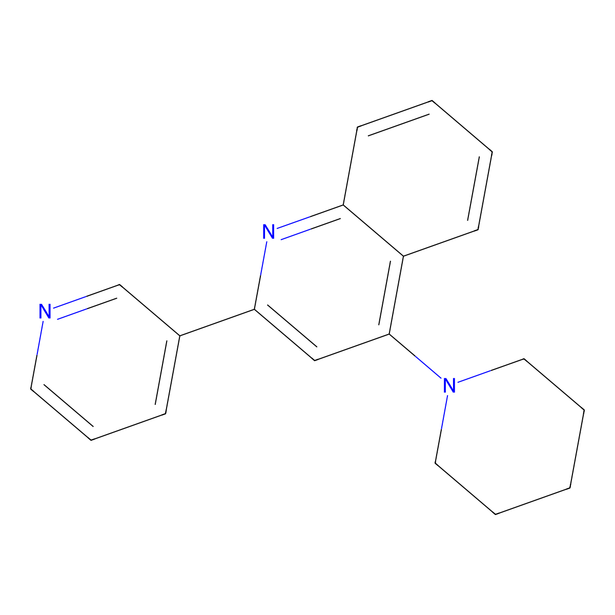 4-(Piperidin-1-YL)-2-(pyridin-3-YL)quinoline molecular structure, CAS 133671-59-7