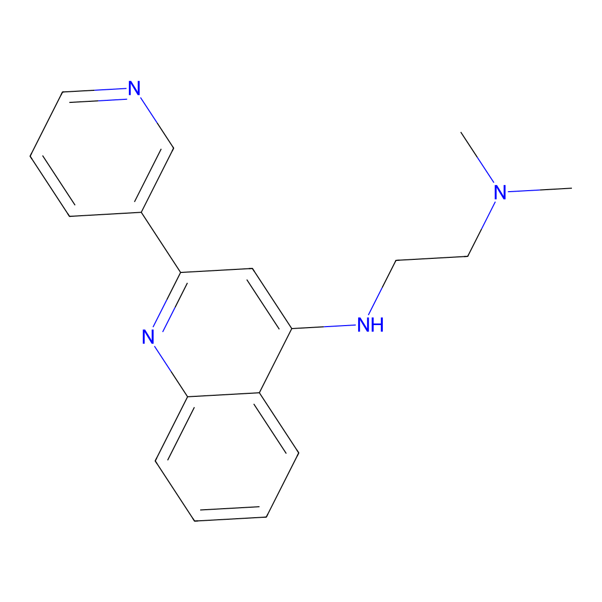 N-[2-(Dimethylamino)ethyl]-2-(3-pyridyl)quinolin-4-amine molecular structure, CAS 133671-60-0