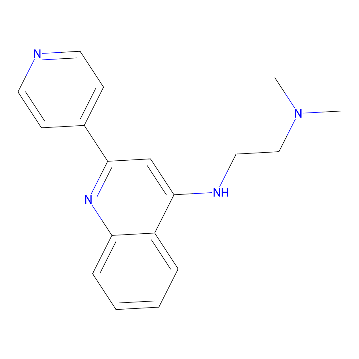 1,2-Ethanediamine, N,N-dimethyl-N'-(2-(4-pyridinyl)-4-quinolinyl)- molecular structure, CAS 133671-63-3