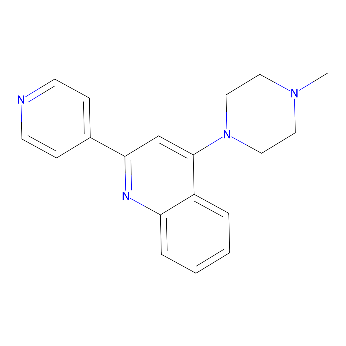 4-(4-Methylpiperazino)-2-(4-pyridyl)quinoline molecular structure, CAS 133671-65-5