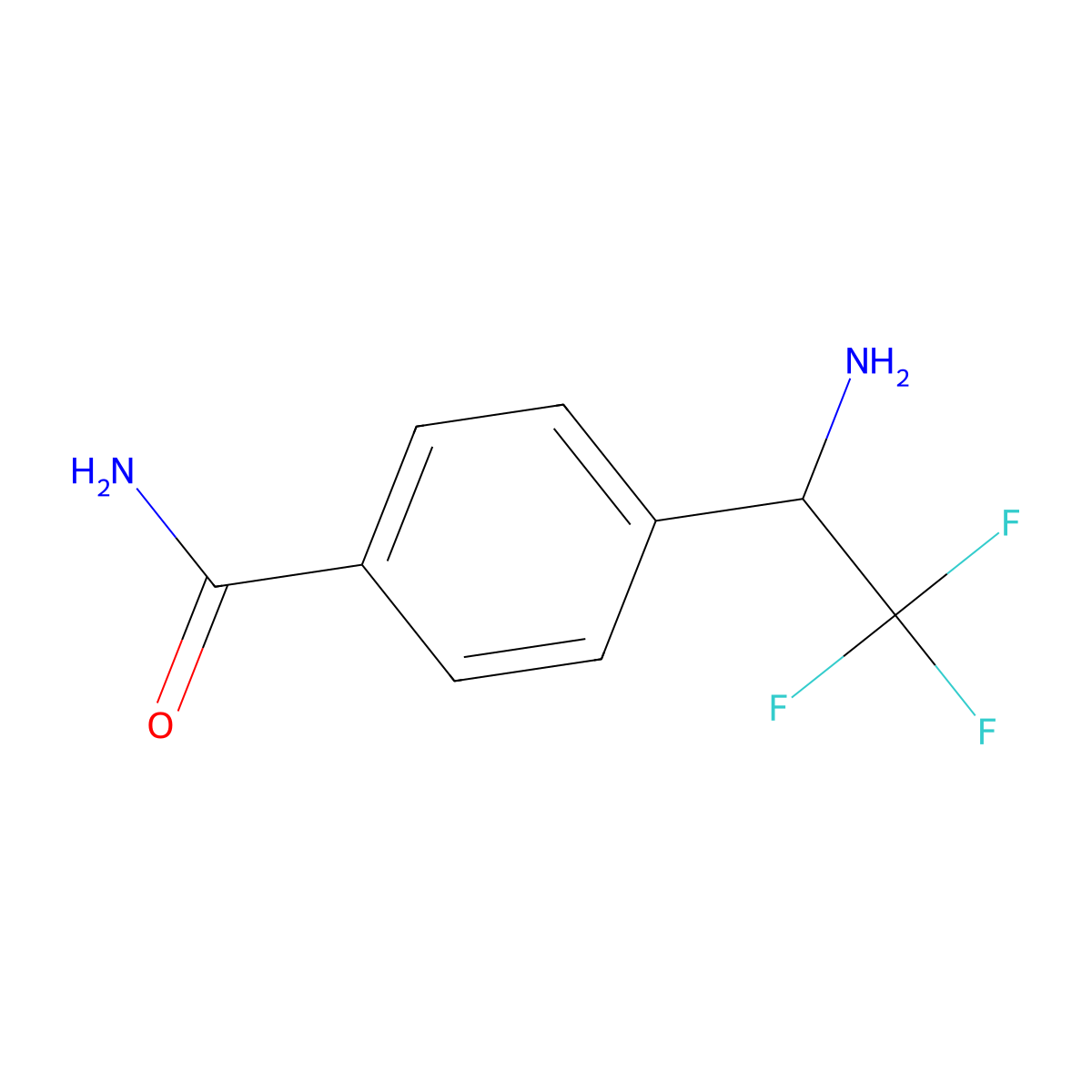 (R)-4-(1-Amino-2,2,2-trifluoroethyl)benzamide molecular structure, CAS 1336715-29-7