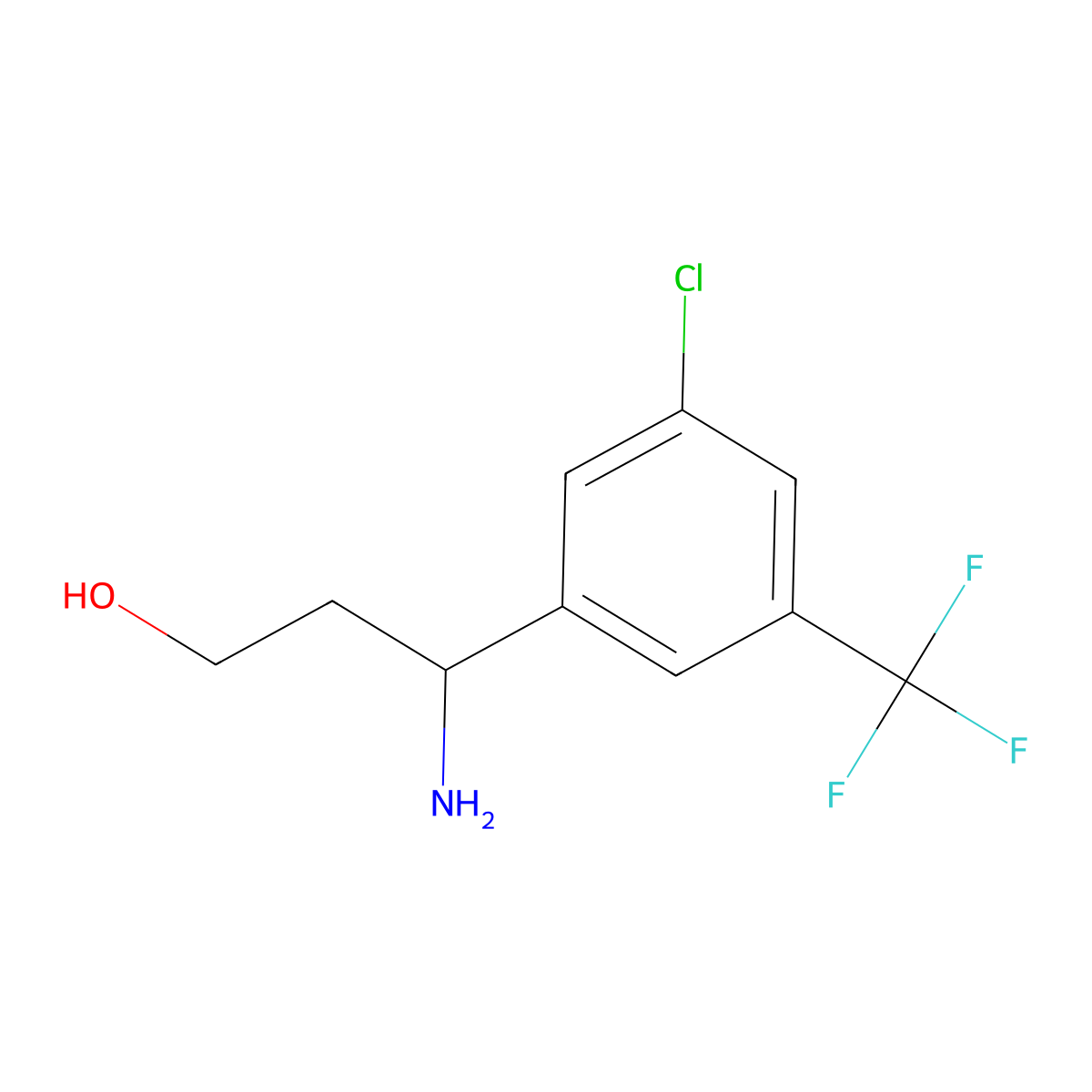 (3S)-3-amino-3-[3-chloro-5-(trifluoromethyl)phenyl]propan-1-ol molecular structure, CAS 1336730-32-5