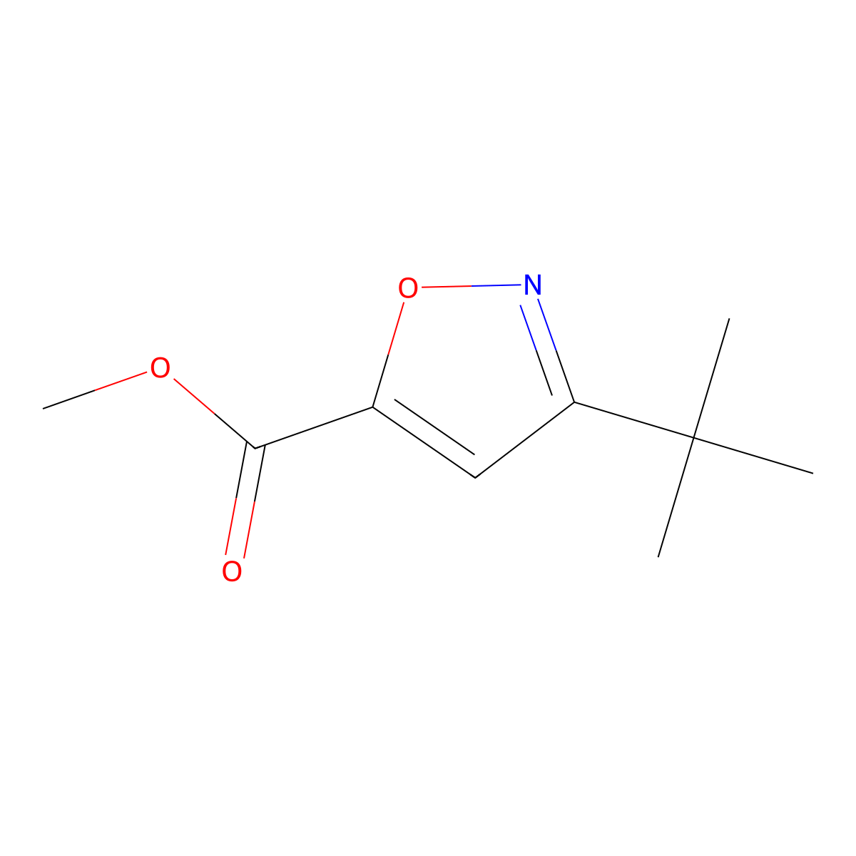 Methyl 3-tert-butylisoxazole-5-carboxylate molecular structure, CAS 133674-39-2