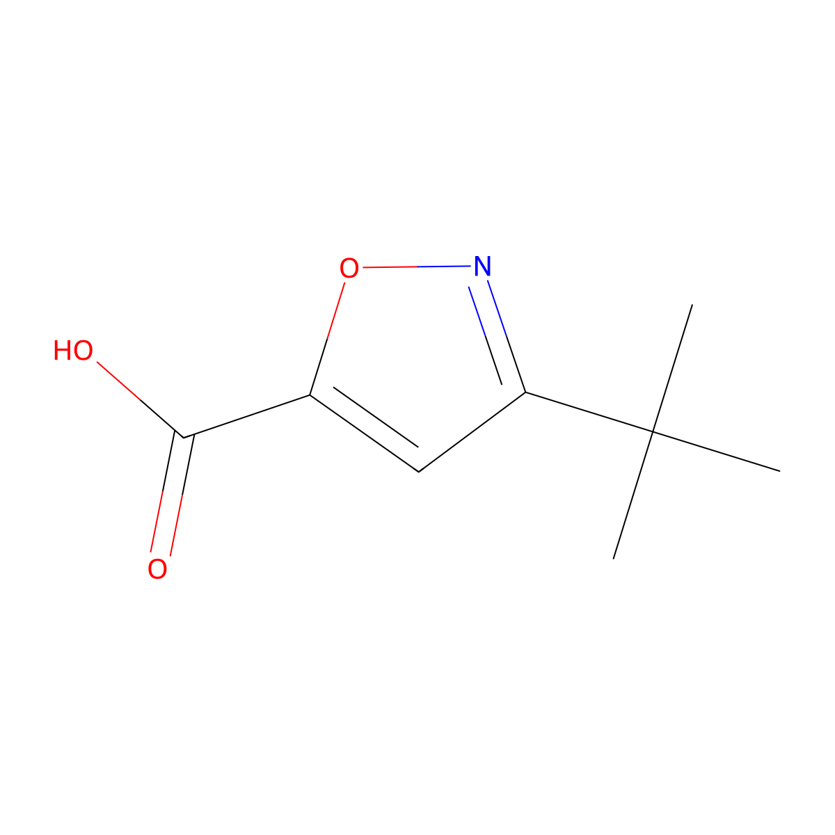 3-Tert-butyl-1,2-oxazole-5-carboxylic acid molecular structure, CAS 133674-40-5