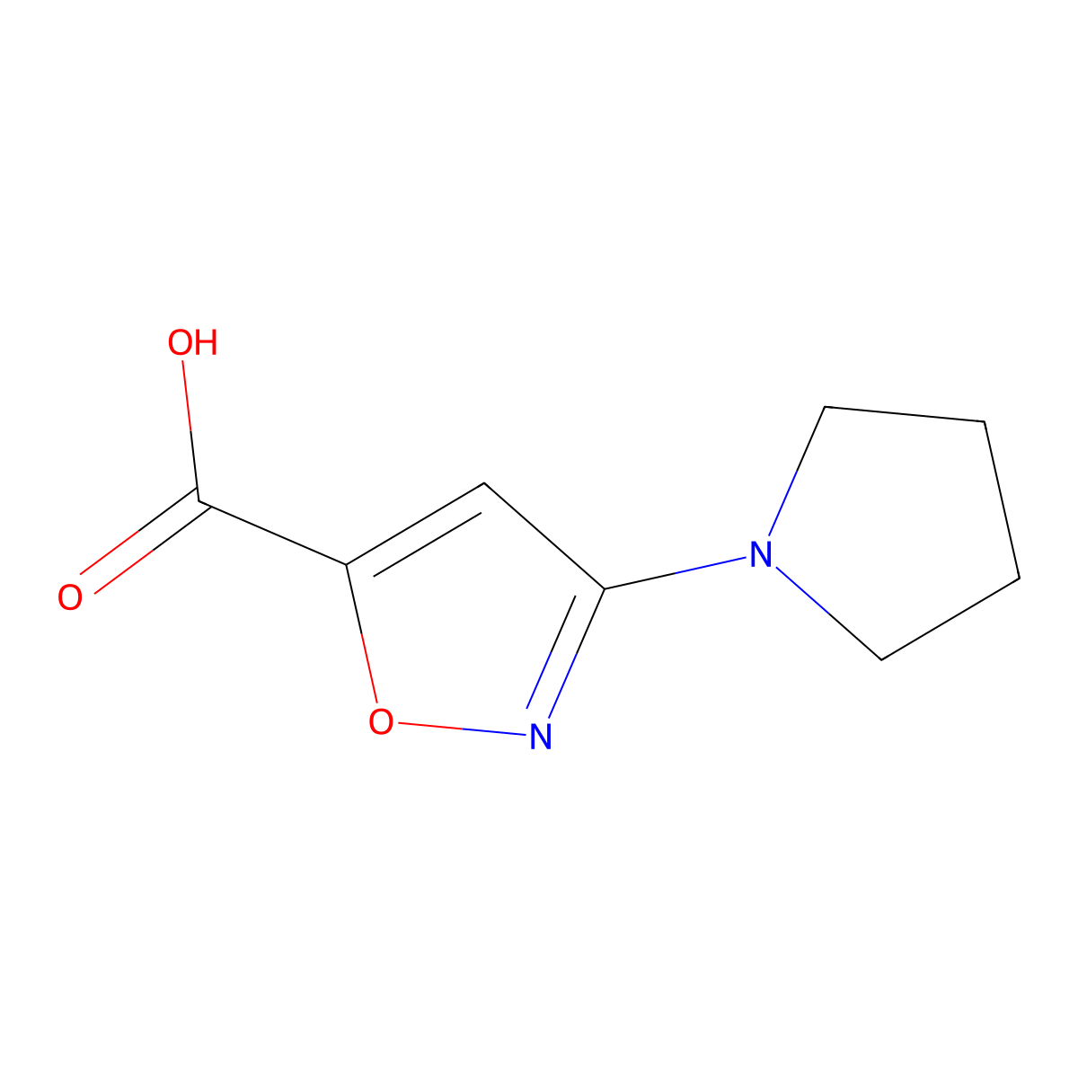 3-(1-pyrrolidinyl)-5-Isoxazolecarboxylic acid molecular structure, CAS 133674-49-4