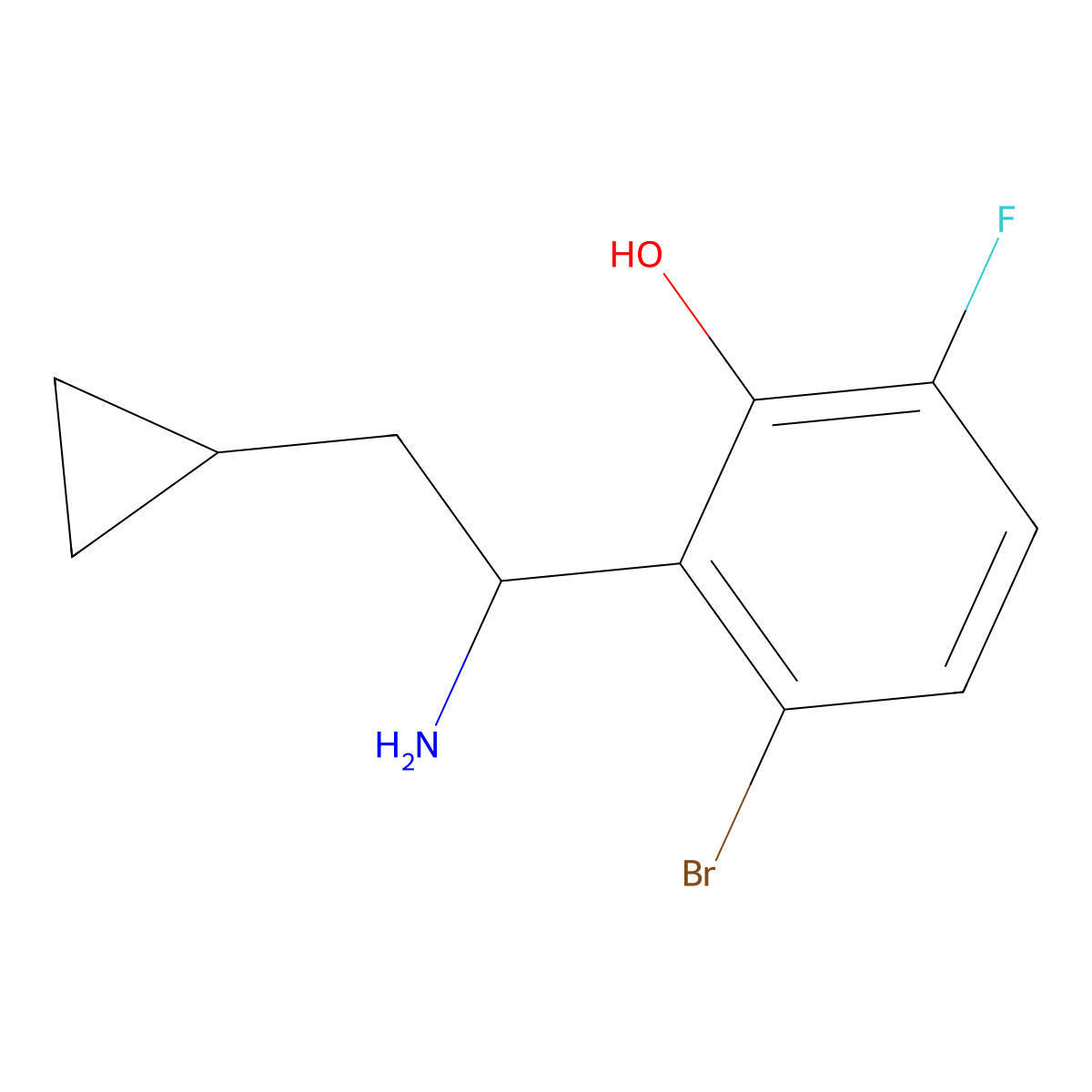 2-[(1S)-1-Amino-2-cyclopropylethyl]-3-bromo-6-fluorophenol molecular structure, CAS 1336746-48-5