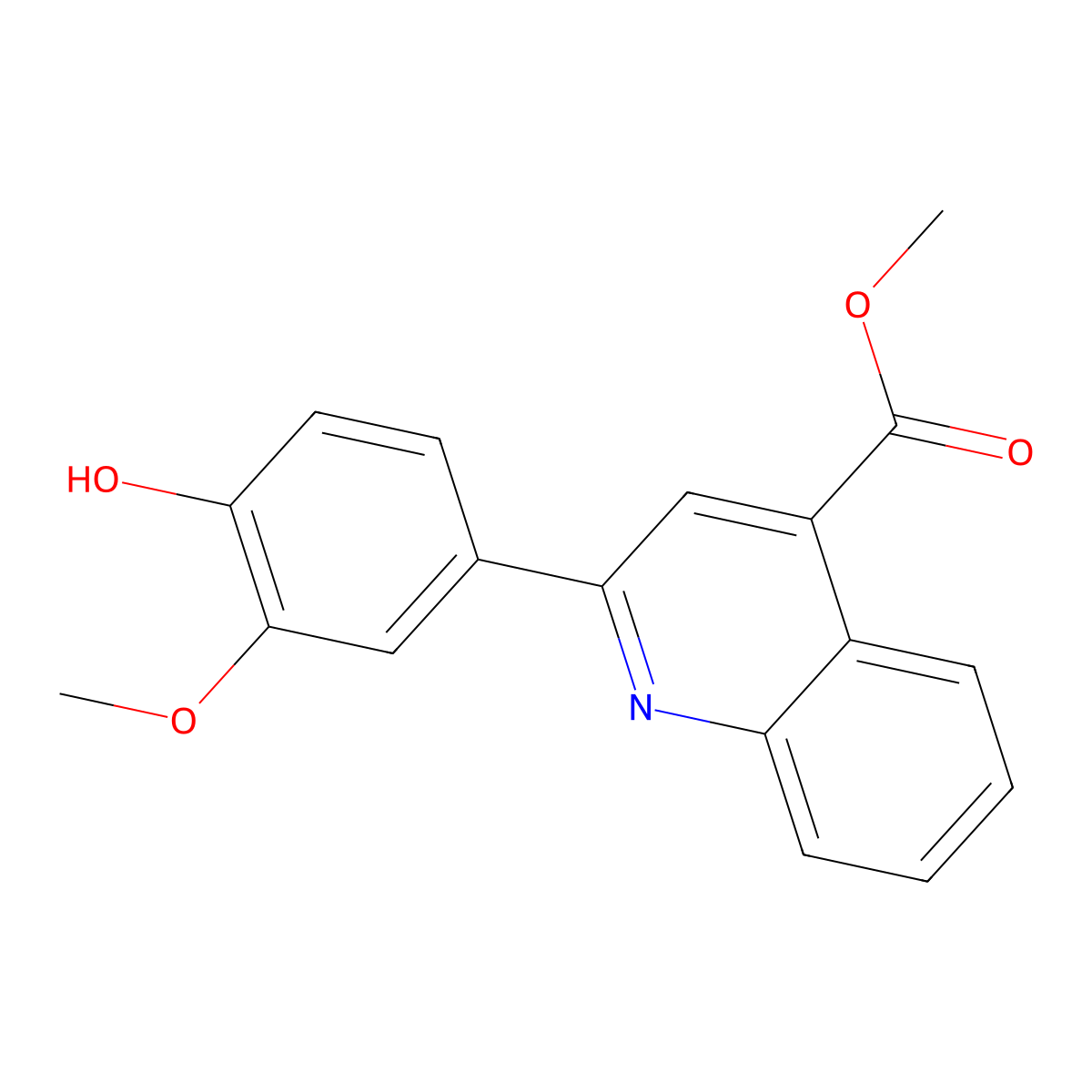 Methyl 2-(4-hydroxy-3-methoxyphenyl)quinoline-4-carboxylate molecular structure, CAS 133676-10-5