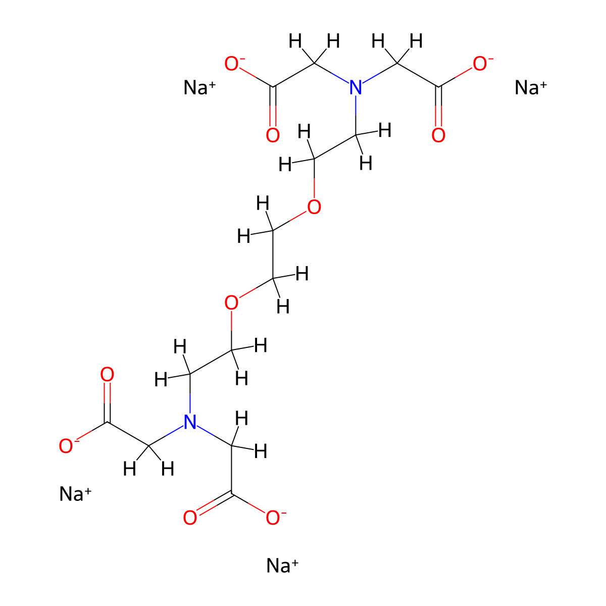 ethylene glycol-bis(beta-aminoethyl ether)-n,n,n',n'-tetraacetic acid tetrasodium salt molecular structure, CAS 13368-13-3