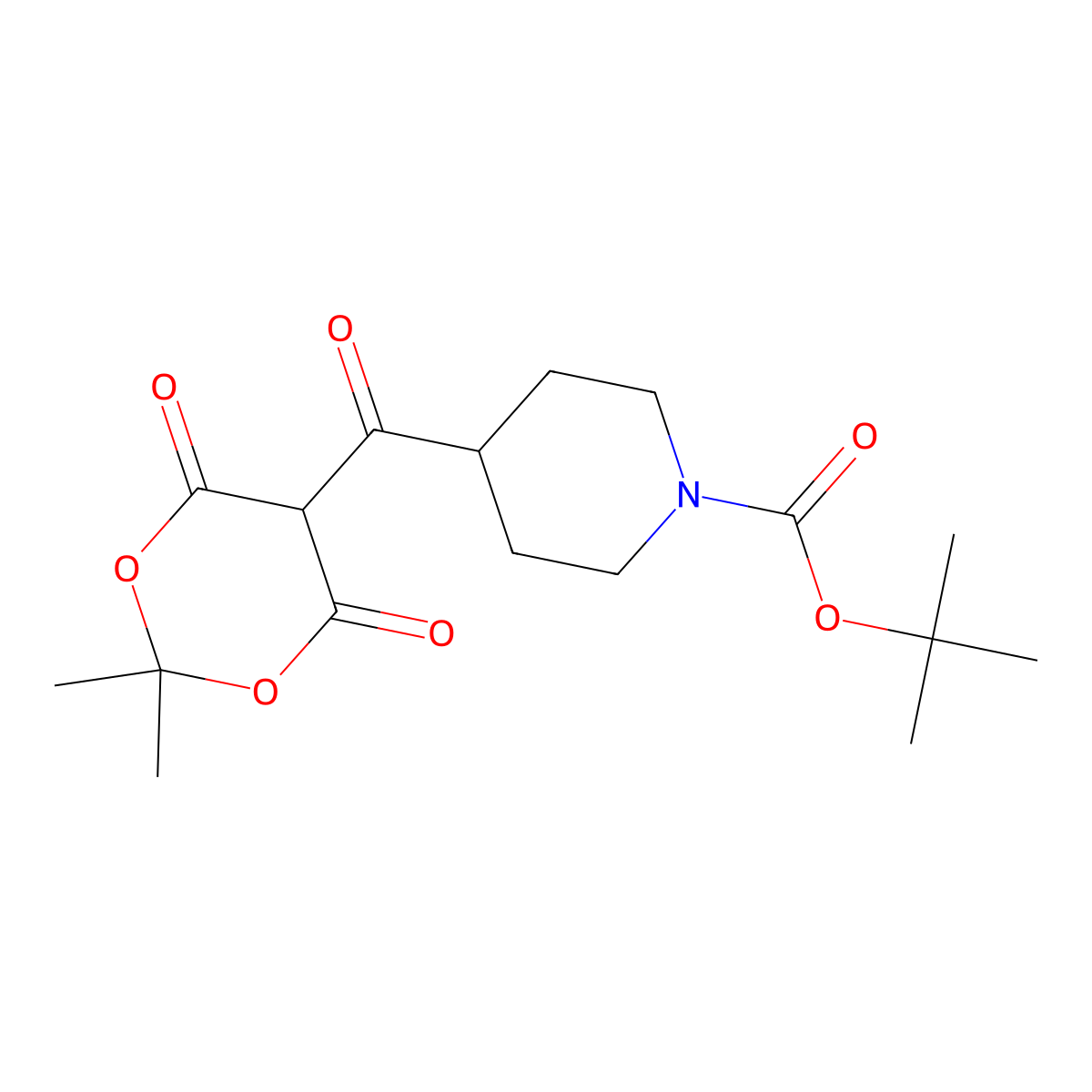1-BOC-4-(2,2-Dimethyl-4,6-dioxo-[1,3]dioxane-5-carbonyl)piperidine molecular structure, CAS 1336874-02-2