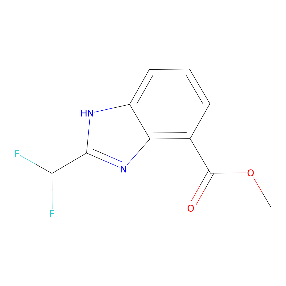 methyl 2-(difluoromethyl)-1H-1,3-benzodiazole-4-carboxylate molecular structure, CAS 1336890-32-4
