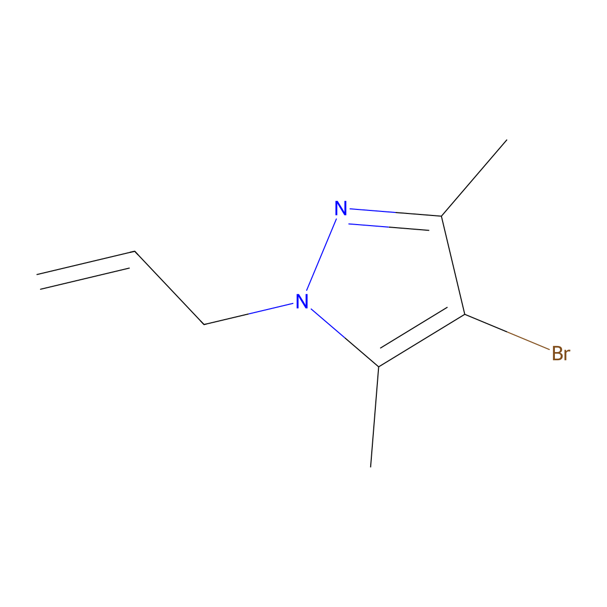 1-allyl-4-bromo-3,5-dimethyl-1H-pyrazole molecular structure, CAS 13369-76-1