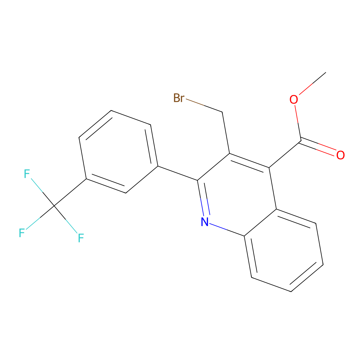 Methyl 3-(bromomethyl)-2-(3-(trifluoromethyl)phenyl)quinoline-4-carboxylate molecular structure, CAS 1336905-54-4