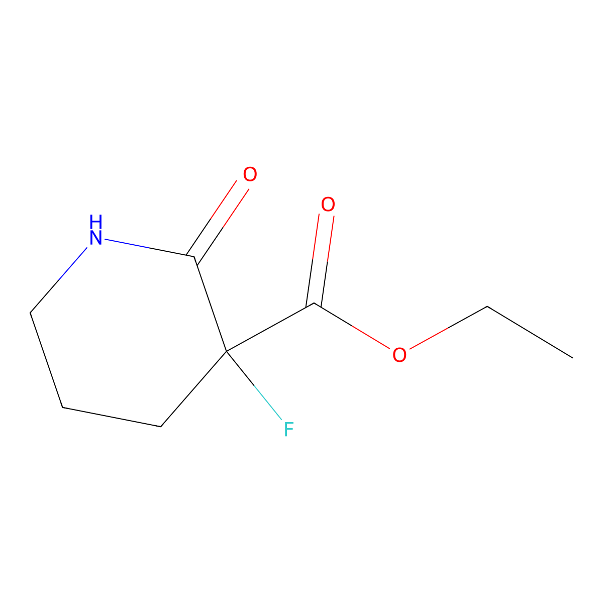 Ethyl 3-fluoro-2-oxopiperidine-3-carboxylate molecular structure, CAS 1336910-19-0