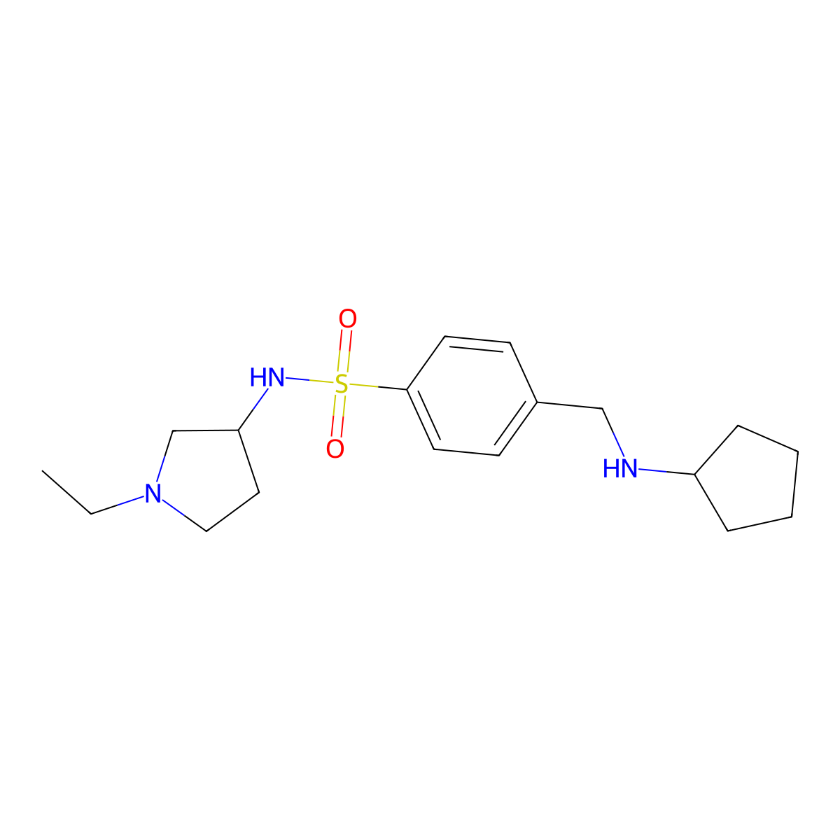 4-((Cyclopentylamino)methyl)-N-(1-ethylpyrrolidin-3-yl)benzenesulfonamide molecular structure, CAS 1336912-32-3