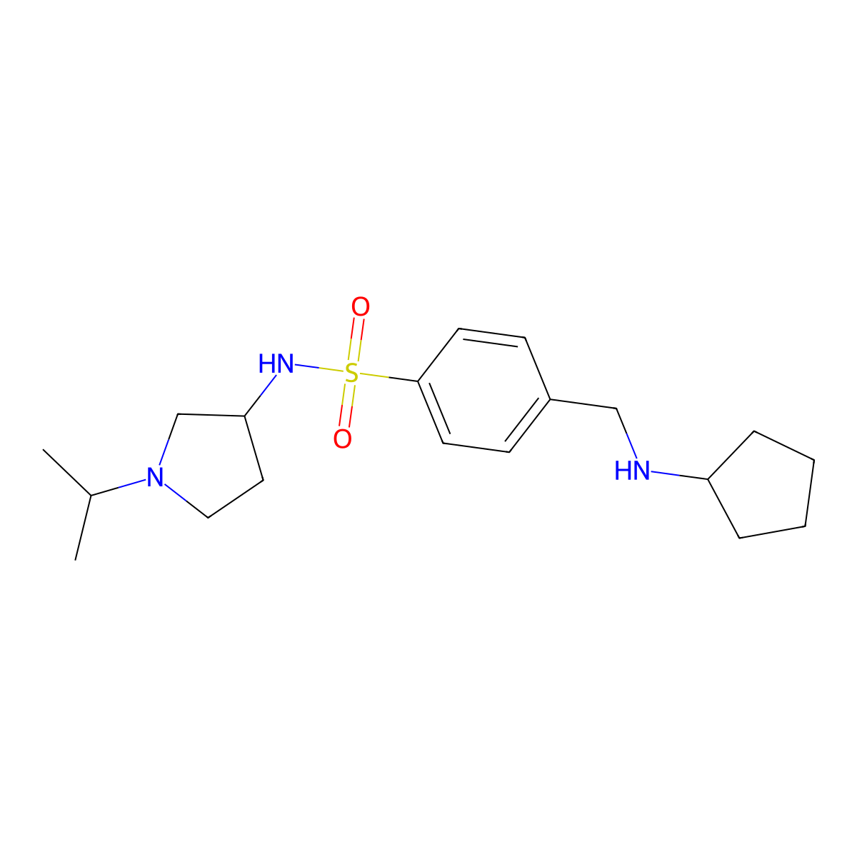 4-((Cyclopentylamino)methyl)-N-(1-isopropylpyrrolidin-3-yl)benzenesulfonamide molecular structure, CAS 1336912-48-1