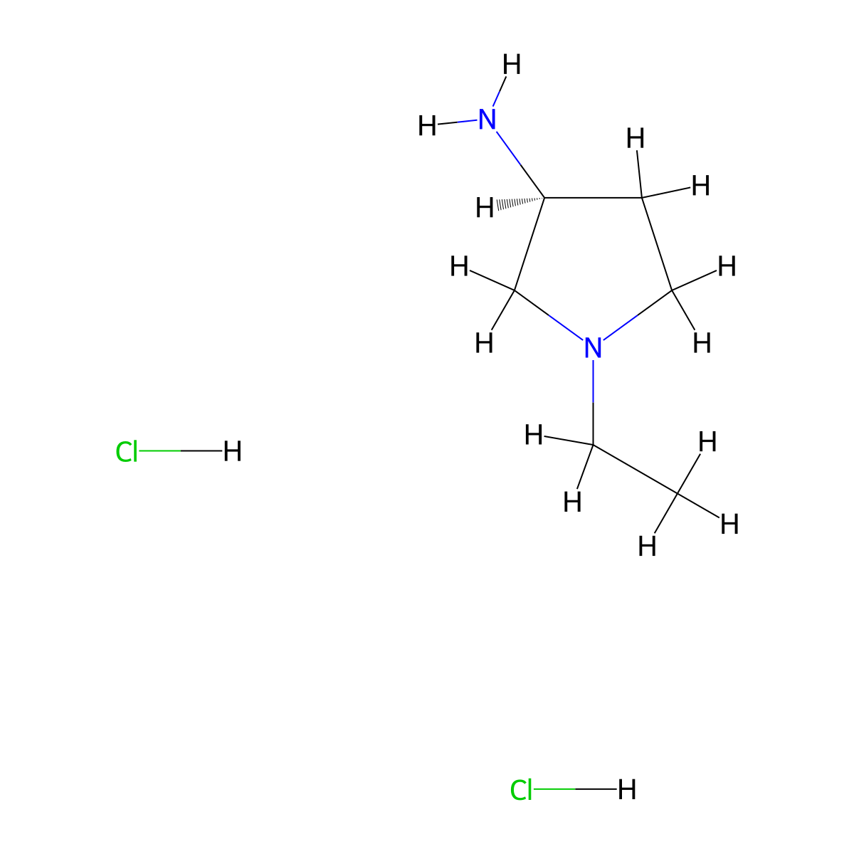 (3S)-1-ethylpyrrolidin-3-amine dihydrochloride molecular structure, CAS 1336912-66-3