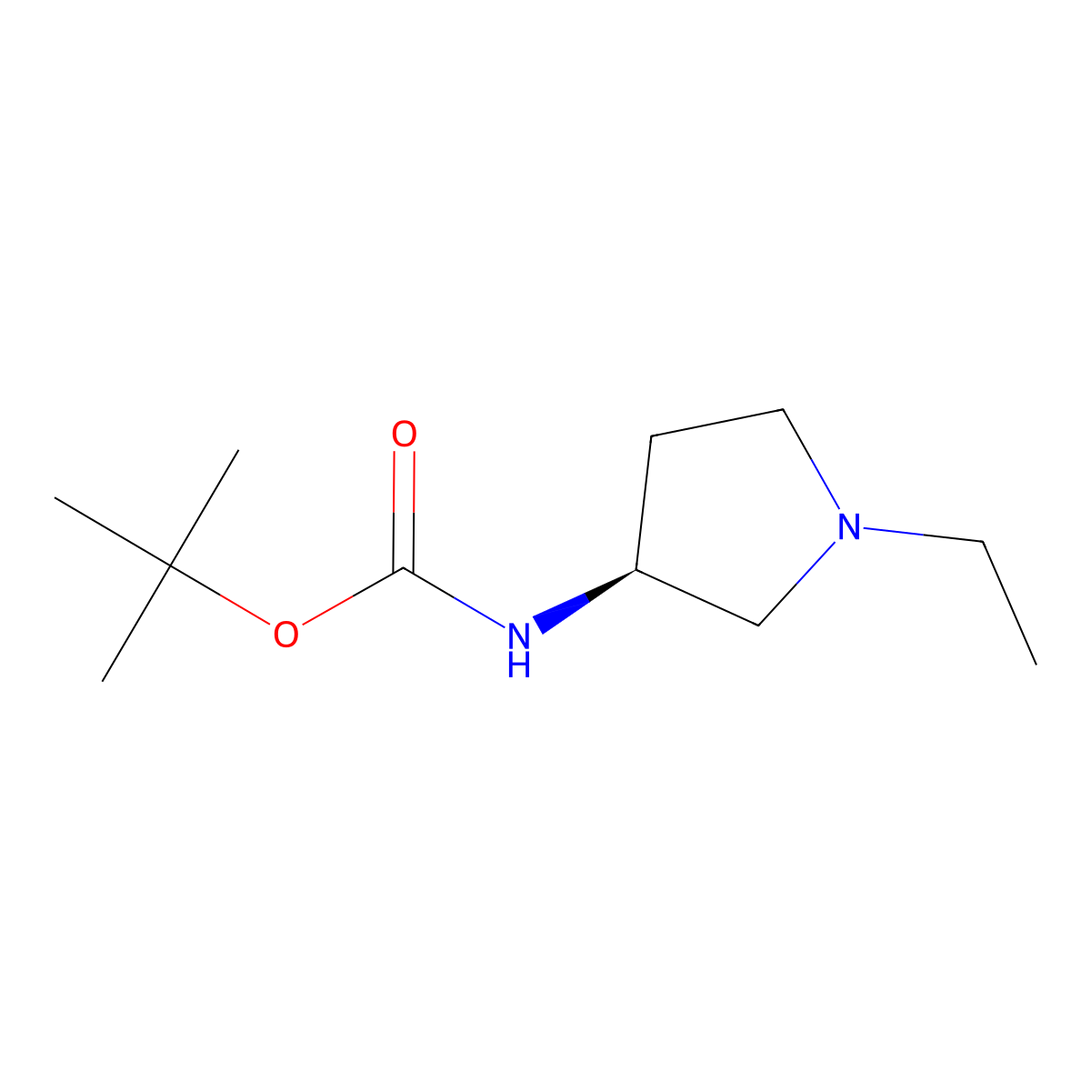 (S)-tert-Butyl 1-ethylpyrrolidin-3-ylcarbamate molecular structure, CAS 1336912-68-5