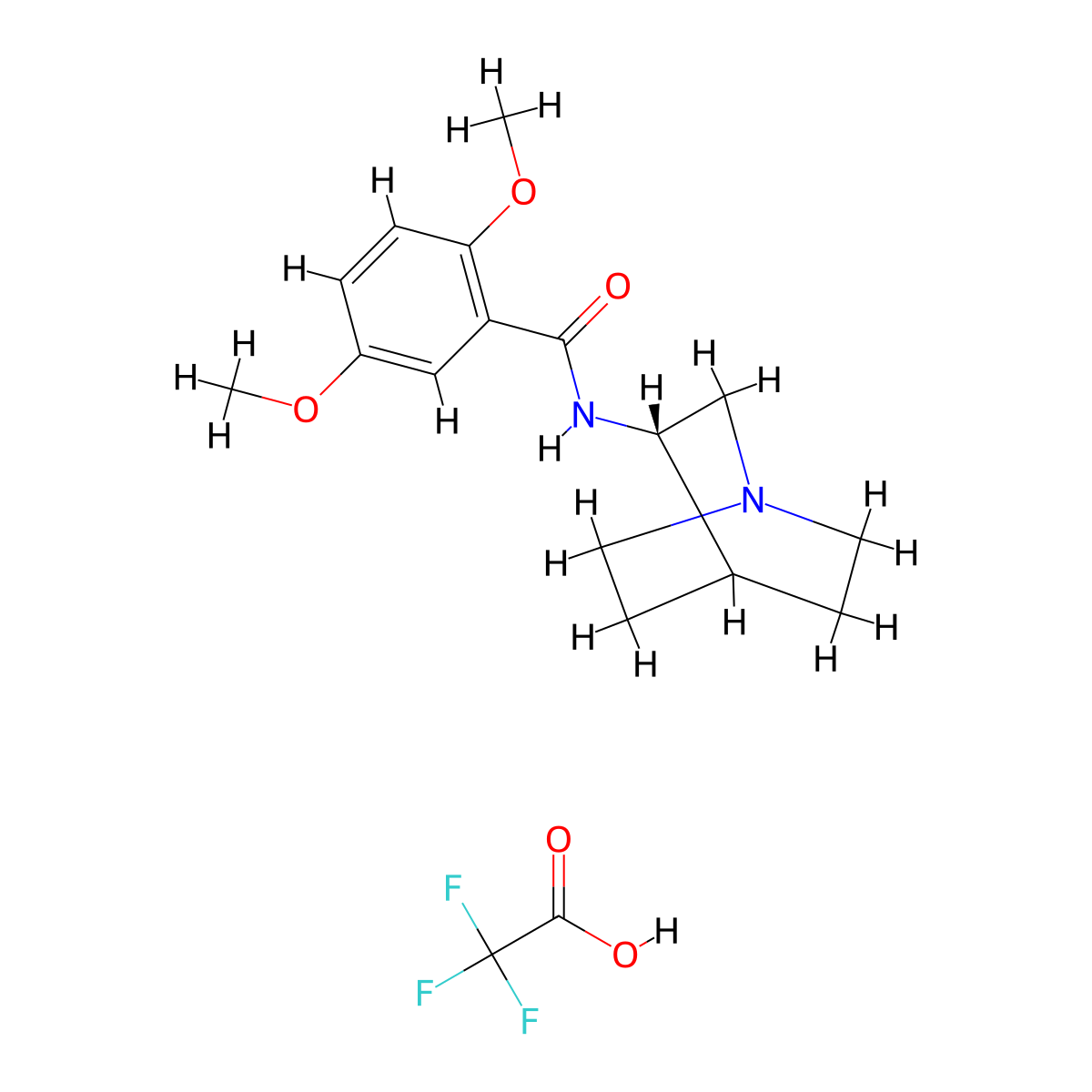 (S)-2,5-Dimethoxy-N-(quinuclidin-3-yl)benzamide 2,2,2-trifluoroacetate , PSEM 89S TFA molecular structure, CAS 1336913-03-1