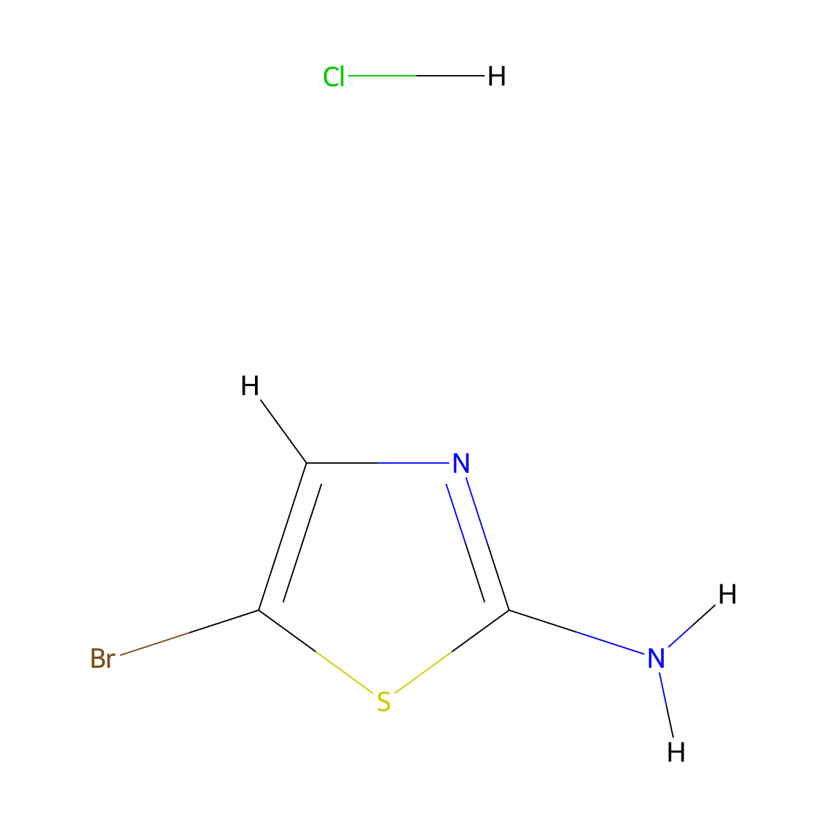5-Bromo-1,3-thiazol-2-amine--hydrogen chloride (1/1) molecular structure, CAS 133692-18-9