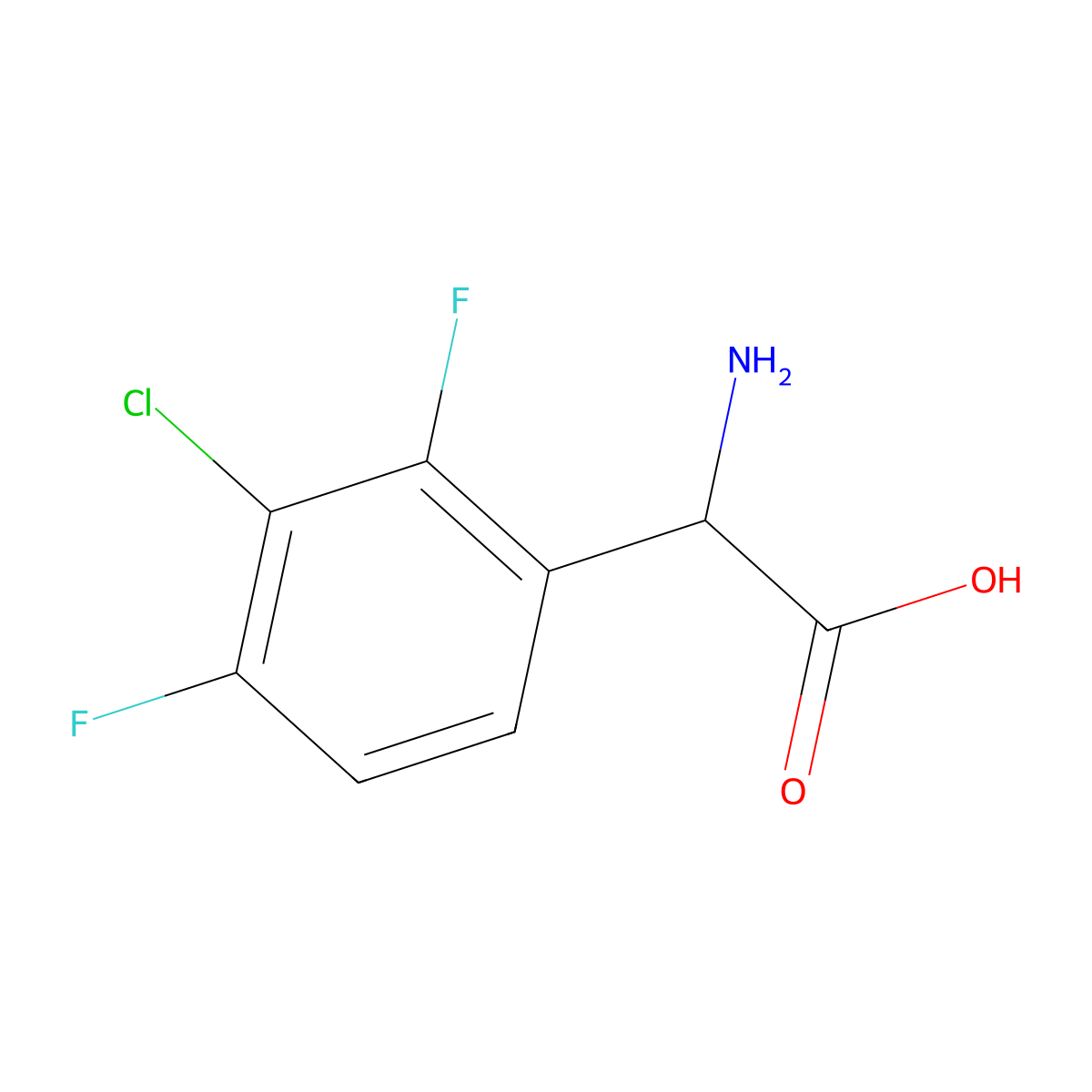 2-Amino-2-(3-chloro-2,4-difluorophenyl)acetic acid molecular structure, CAS 1336937-06-4