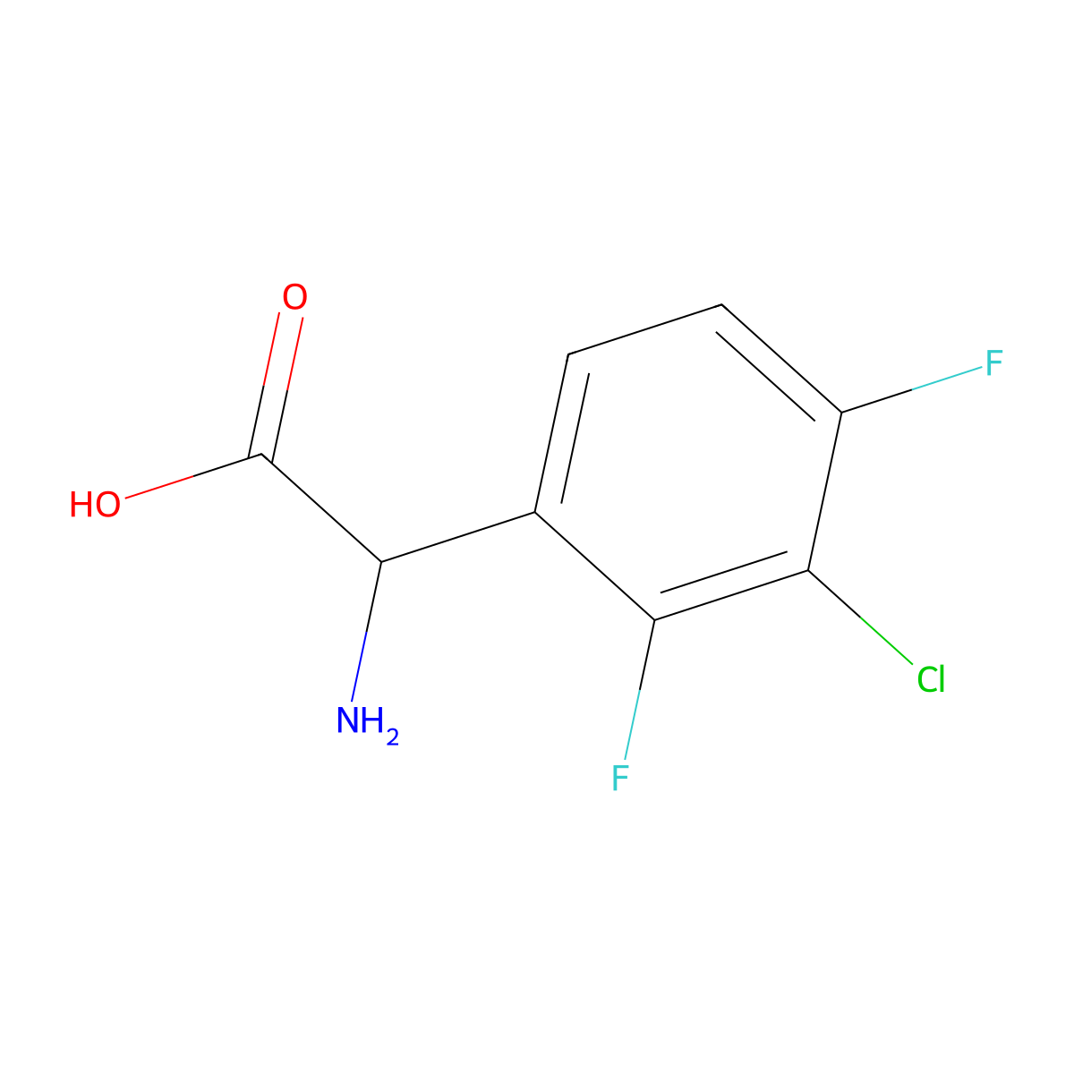2-Amino-2-(3-chloro-2,4-difluorophenyl)acetic acid molecular structure, CAS 1336937-06-4
