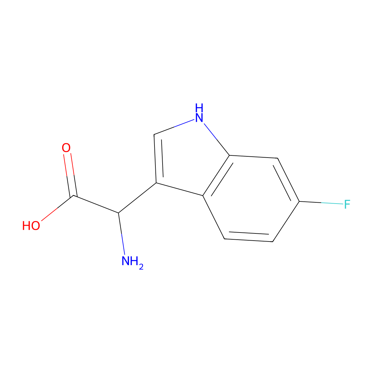 2-amino-2-(6-fluoro-1H-indol-3-yl)acetic acid molecular structure, CAS 1336943-63-5